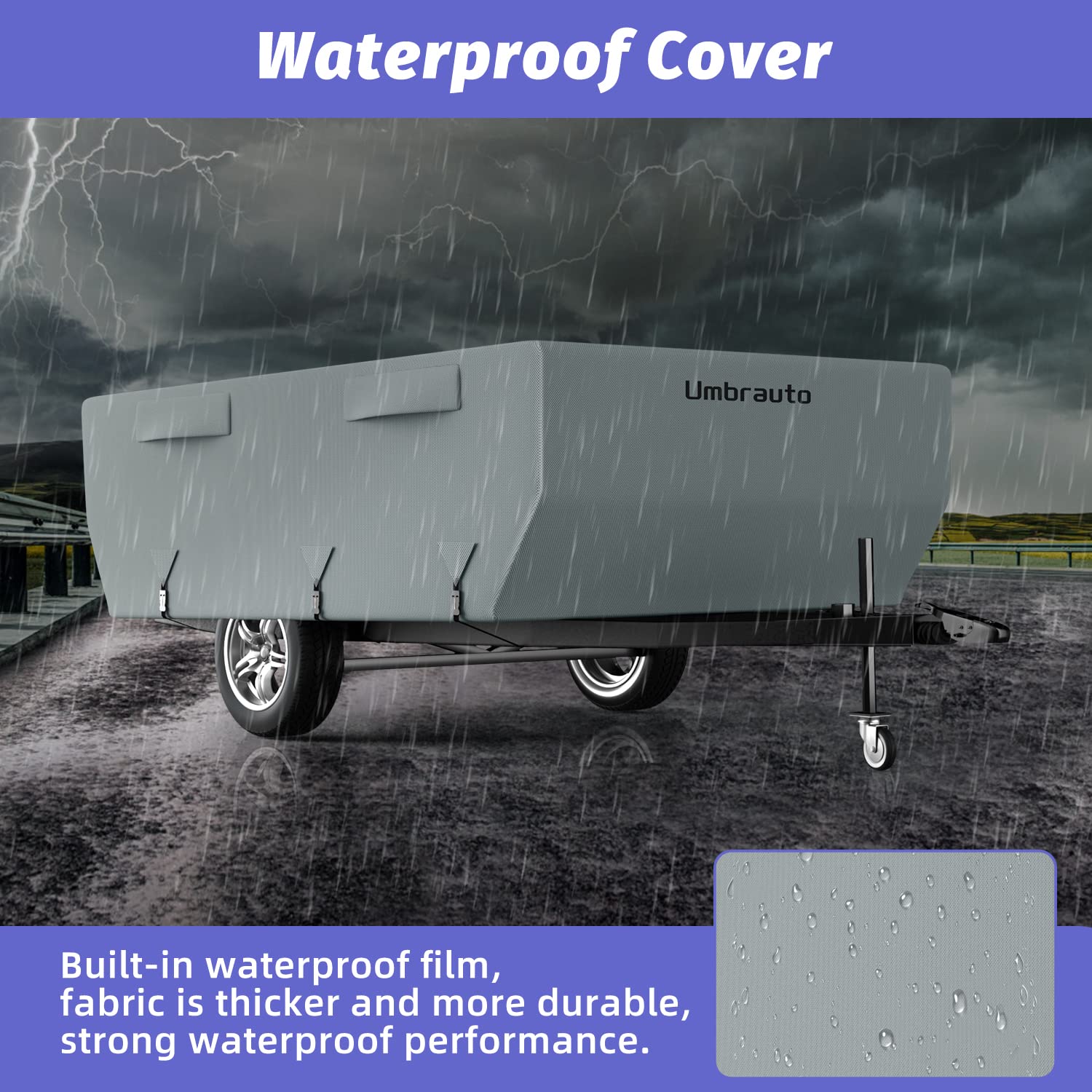 Upgraded 7-Layer Waterproof Pop Up Folding Camper Cover - Extra Thick Polypropylene, Breathable Ripstop & Anti-UV Protection - Fits 18'-20' Trailers - Perfect for Camping, RV Trips & Outdoor Adventures