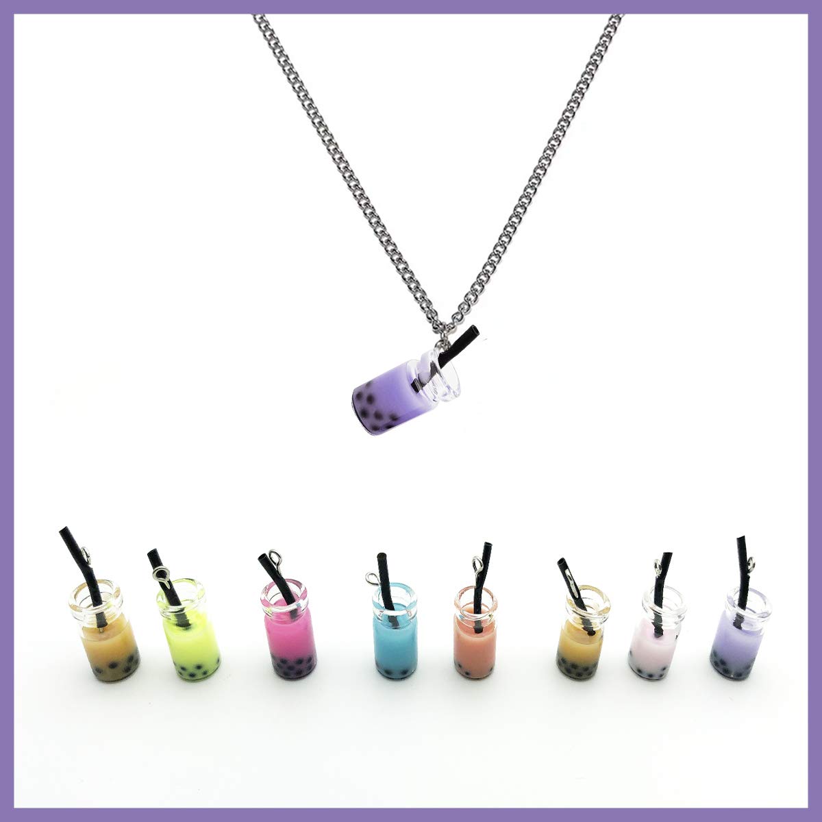 24 Pcs Mini Boba Tea Charms - Cute Milk Tea Bottle Pendants for DIY Crafts, Keychains, Bag & Jewelry Making - Perfect for Scrapbooking, Gifts & Kawaii Decorations