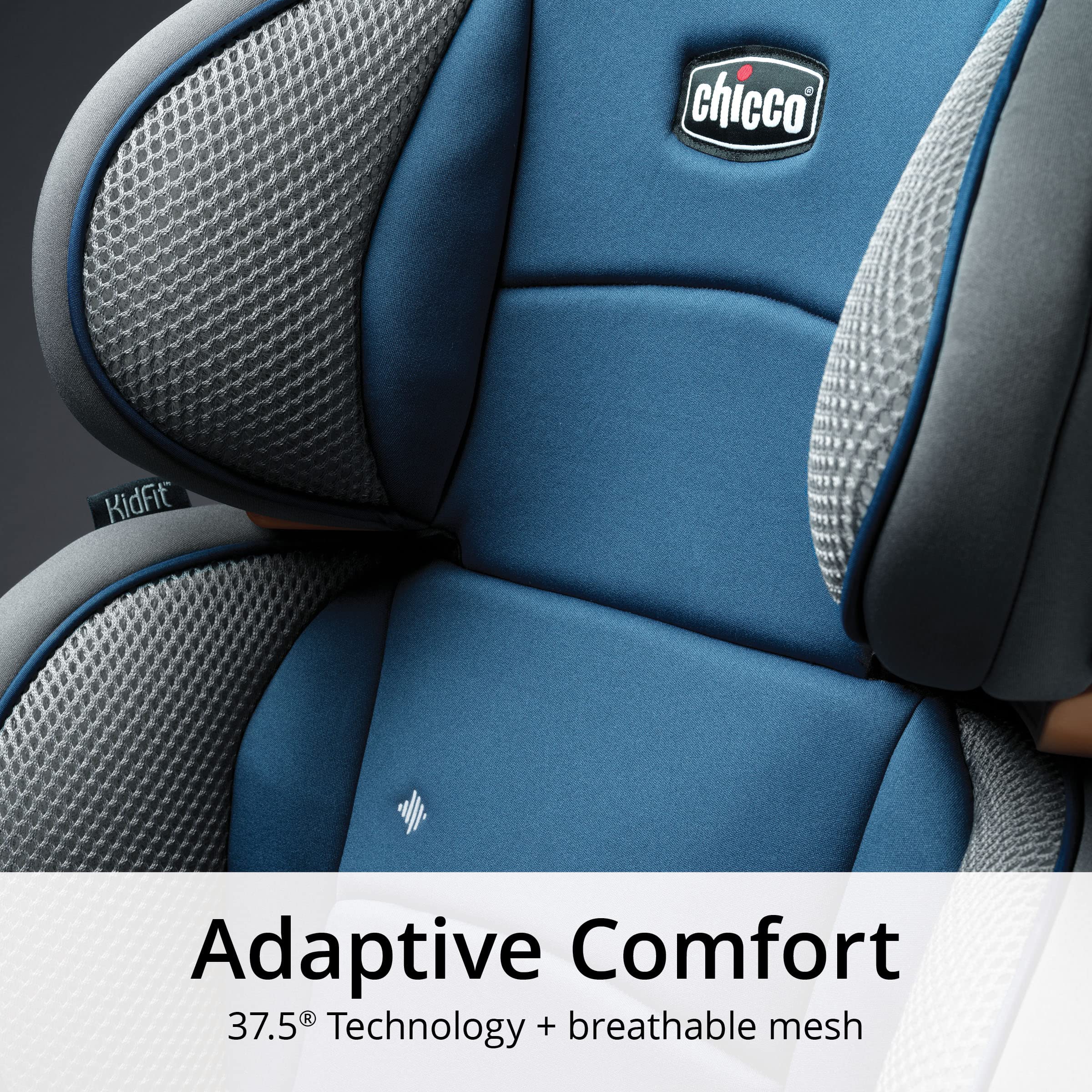 Chicco KidFit Adapt Plus 2-in-1 Belt-Positioning Booster Car Seat - Convertible Backless & High Back Booster for Kids 4+ Years (40-100 lbs) | Vapor Grey | Safe for School, Travel & Road Trips