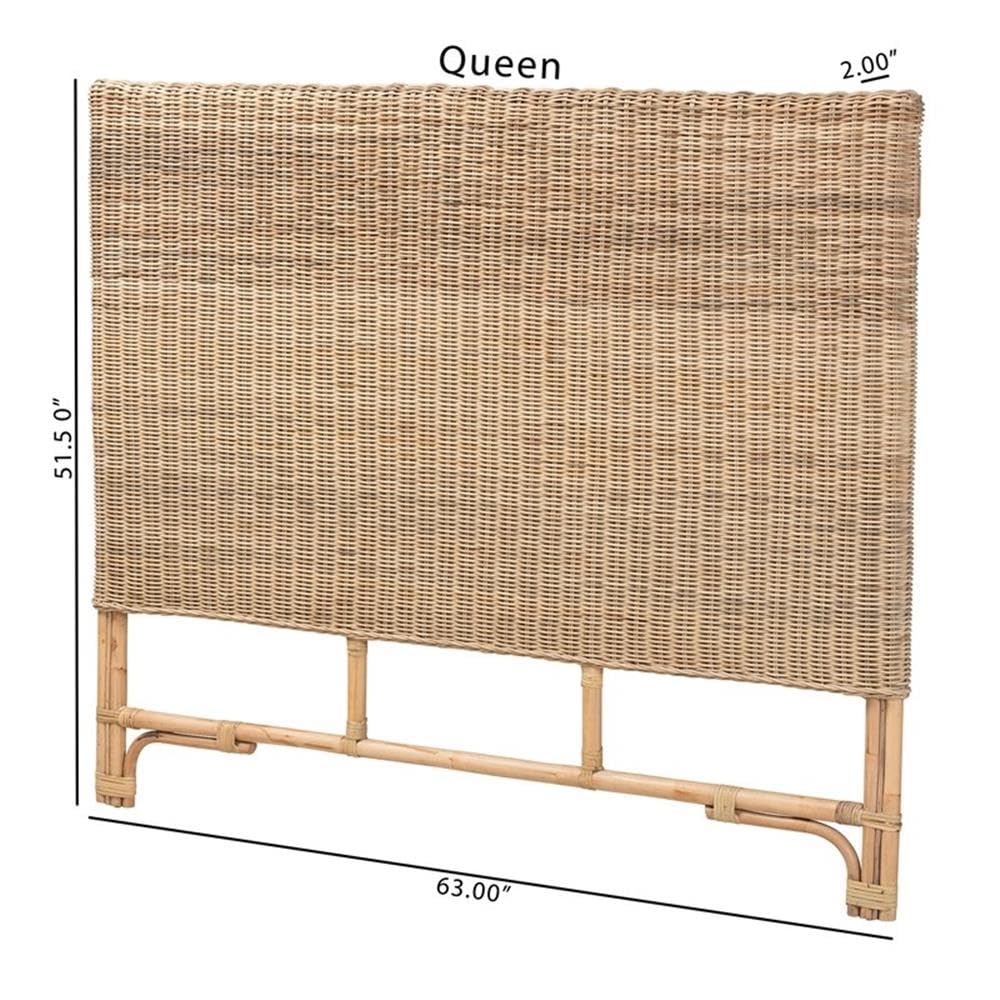 Baxton Studio Cantara Modern Bohemian Natural Rattan Queen Size Standalone Headboard - Stylish Bedroom Decor for Boho Chic & Coastal Home Interiors