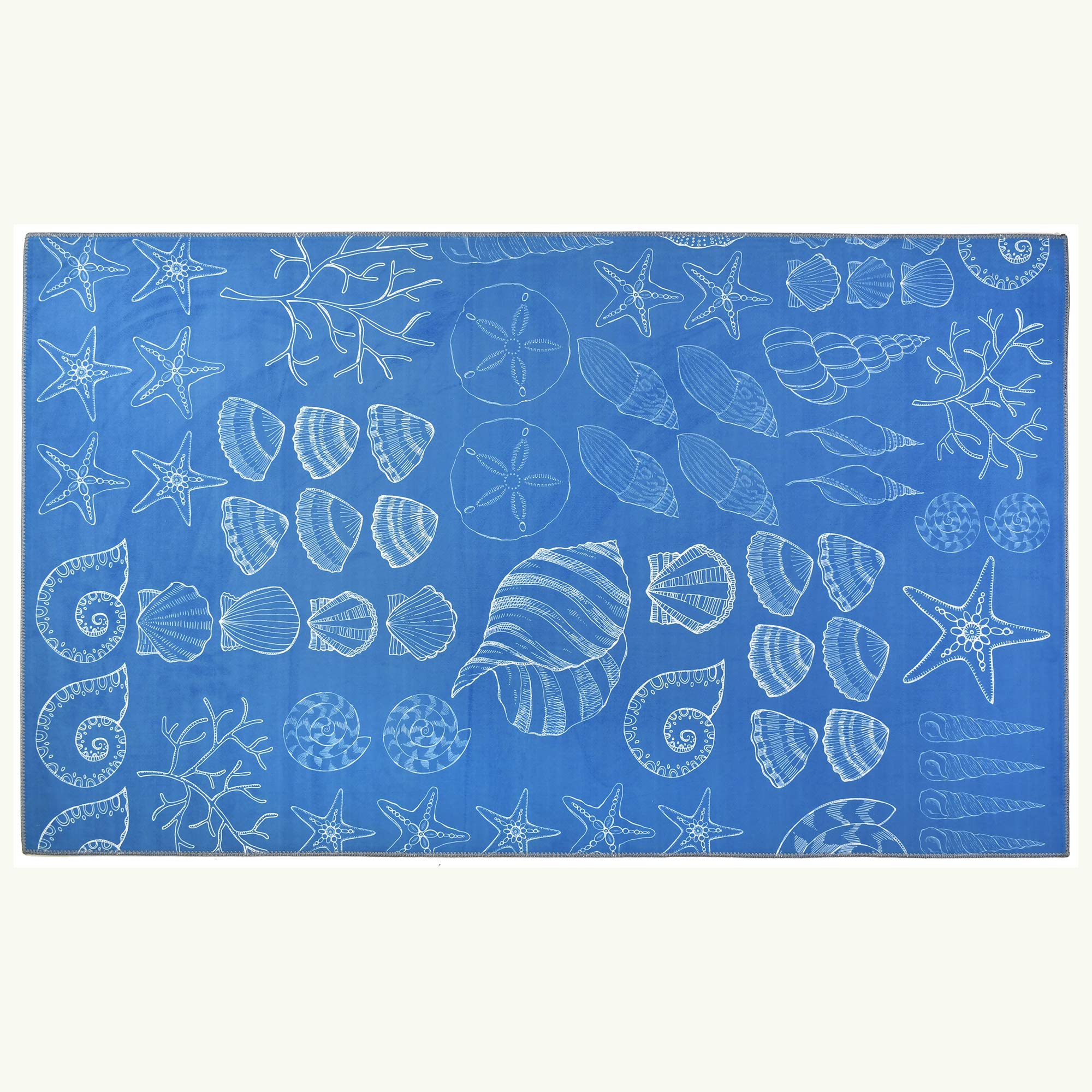 Homefires Decorative Shell Seekers Accent Rug - 3' x 5' Coastal Beach Themed Area Rug for Living Room, Bedroom, or Entryway
