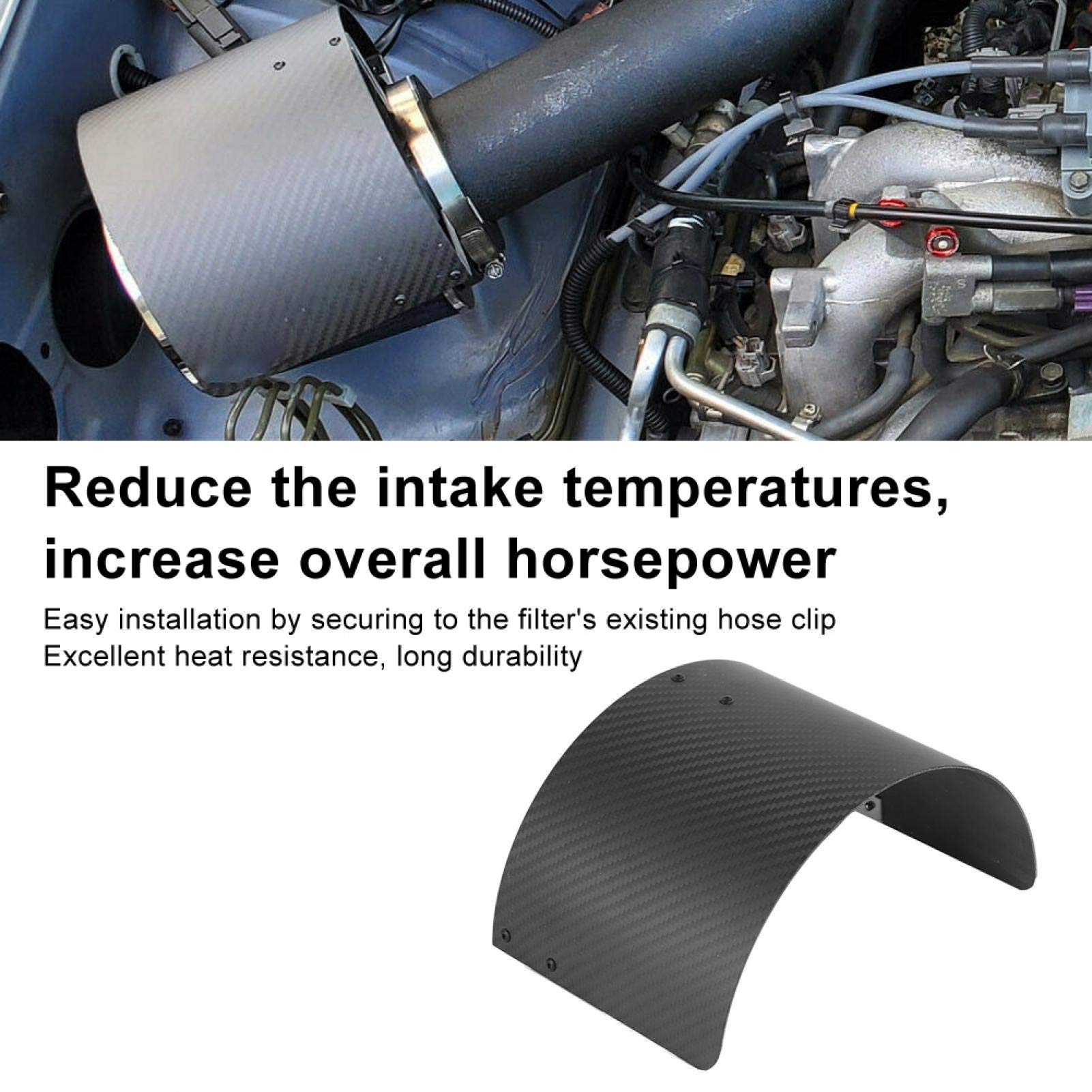 High-Performance Carbon Fiber Air Intake Cone Cover - Stainless Steel & Aluminum Heat Shield for Car Air Filters | Matte Finish for Enhanced Engine Protection & Style | Perfect for Racing, Off-Road & Performance Tuning
