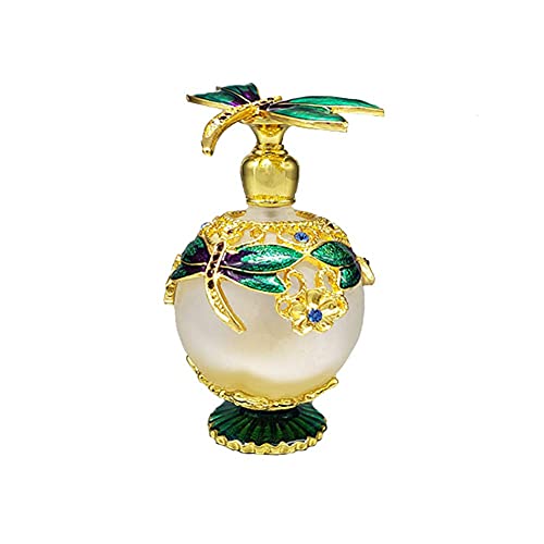 Refillable Travel Perfume Bottle - Vintage Dragonfly Design, Leak-Proof Portable Perfume Atomizer for Women, Perfect for Purse, Gym Bag & Airplane Travel (Green & Gold)