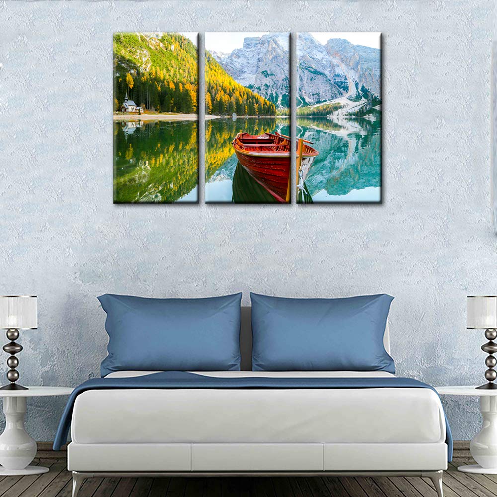 Large 3-Piece Green Wall Art Canvas Print - Yosemite National Park Landscape with Clear Water Lake, Mountains, Trees & Rocks - Modern Oil Painting Decor for Living Room, Bedroom & Office (40x60 Inches)