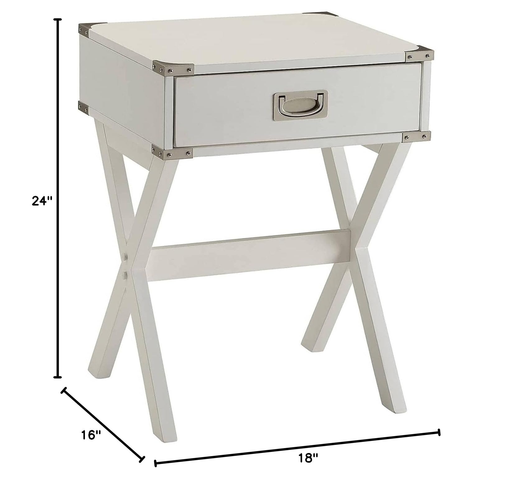 BOWERY HILL White Wooden End Table with Drawer - Modern Side Table for Living Room, Bedroom & Office - Perfect Nightstand or Accent Table