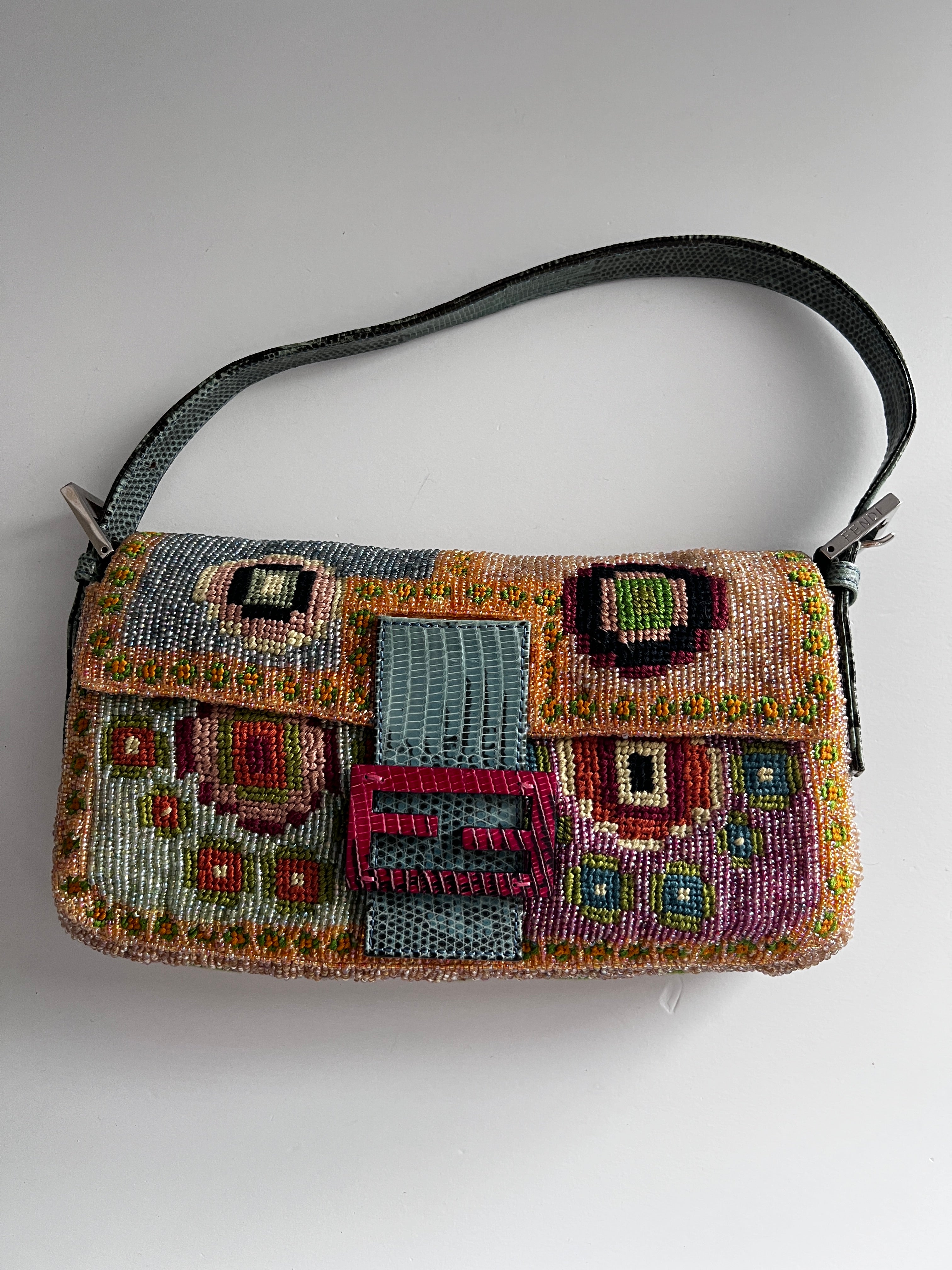 Vintage Fendi Madonna Boho Beaded Baguette Bag from 1997 - 90s Retro Shoulder Bag for Women, Perfect for Concerts, Parties & Boho Fashion