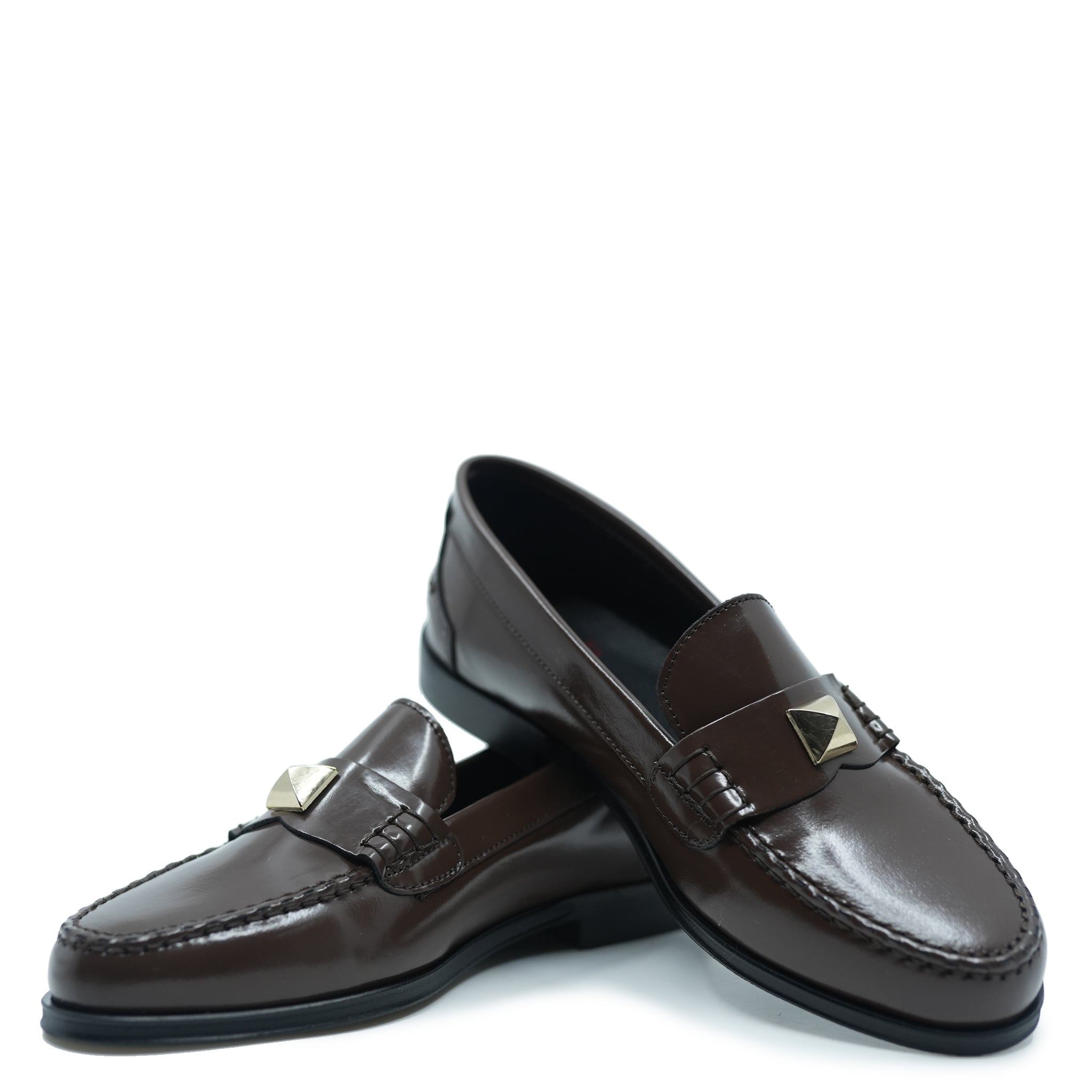 Blublonc Roman Stud Almond Toe Loafer Shoes for Men - Classic Comfort Slip-On Loafers for Business, Casual & Office Wear