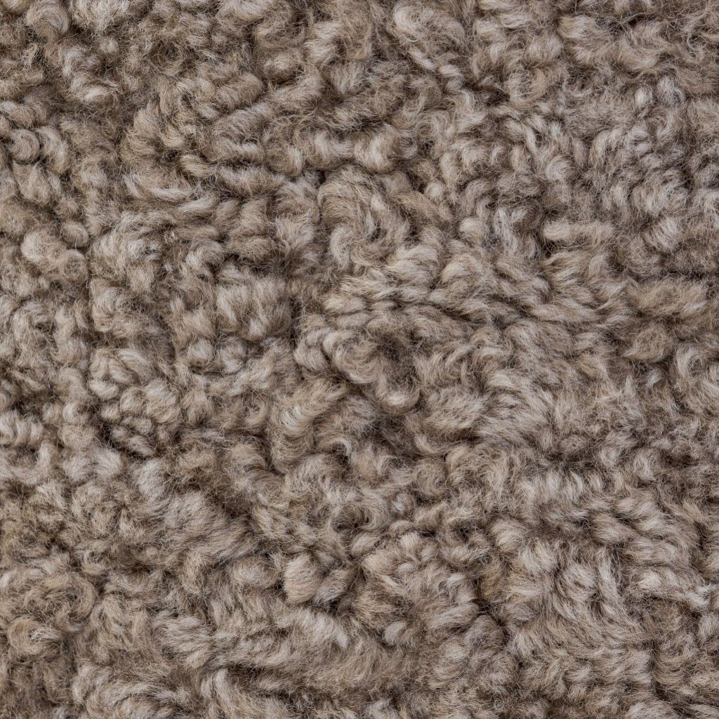 Bilbury Ottoman Taupe Shearling Footrest Stool - Soft Faux Fur Pouf for Living Room, Bedroom, and Nursery - Cozy Home Decor Accent
