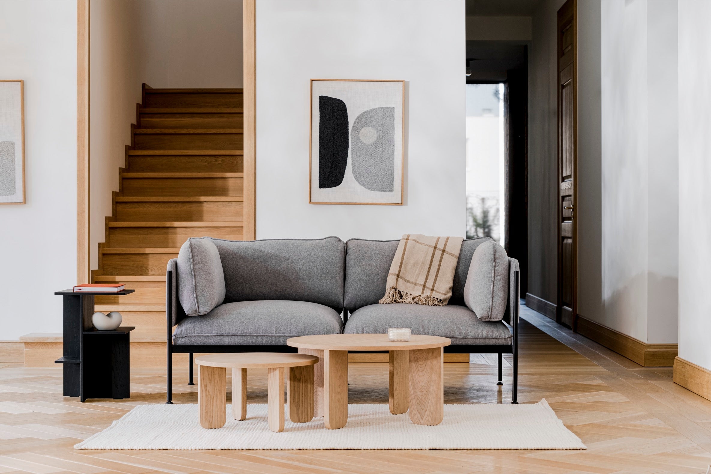 Modern Kuvu Nesting Tables Set of 3 - Space Saving Side Tables for Living Room, Bedroom, Office - Stackable End Tables with Sturdy Metal Frame - Perfect for Small Spaces, Home Decor, Coffee Table Alternatives