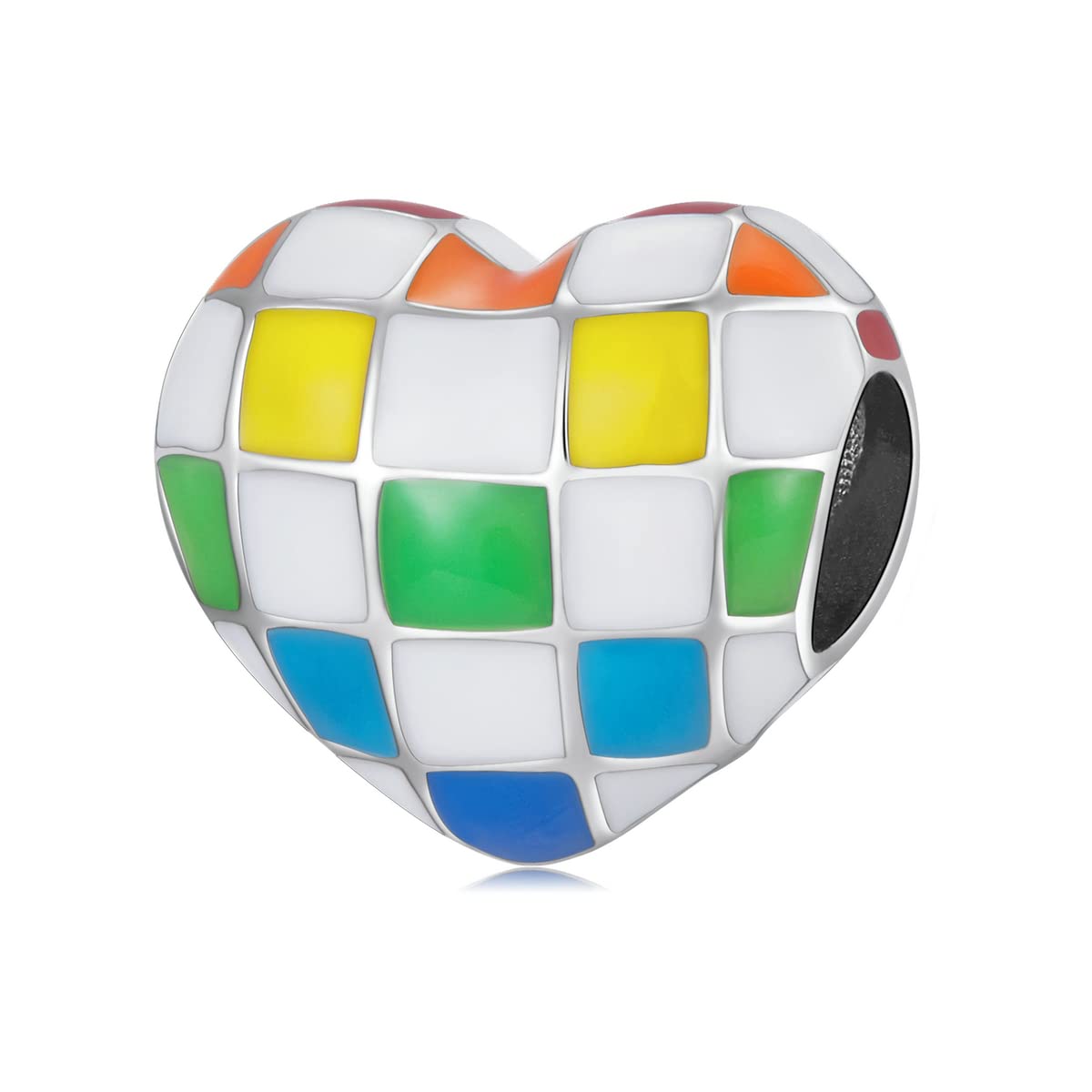 FOREVER QUEEN Rainbow Charm for Charm Bracelet - 925 Sterling Silver Openwork Bead with Colorful Cubic Zirconia | Skin-Friendly Jewelry Gift for Women | Perfect for Bracelets, Necklaces & DIY Jewelry Making