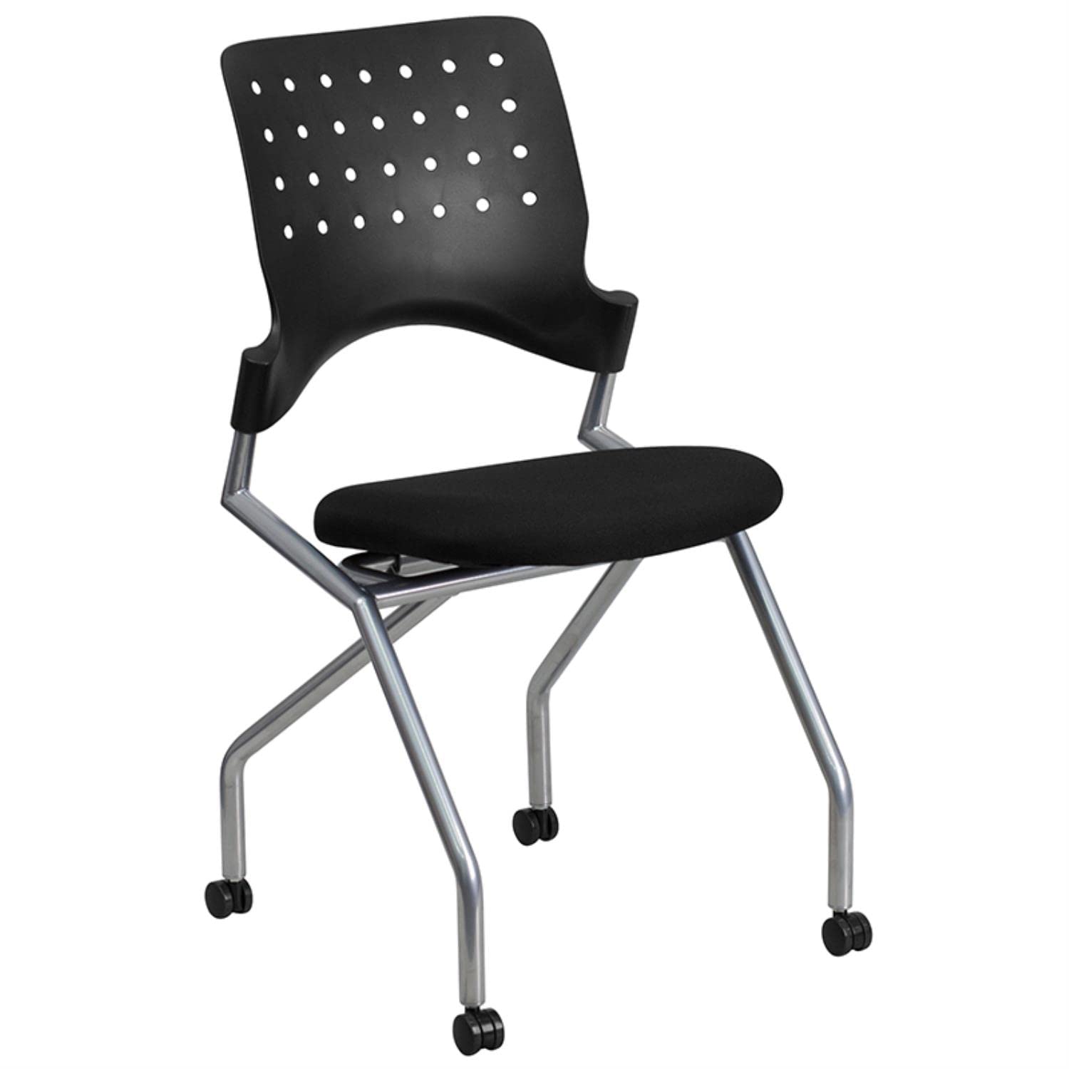 Flash Furniture Galaxy Mobile Nesting Chair with Black Fabric Seat - Stackable Office & Event Chairs for Home, School, Conference & Waiting Rooms