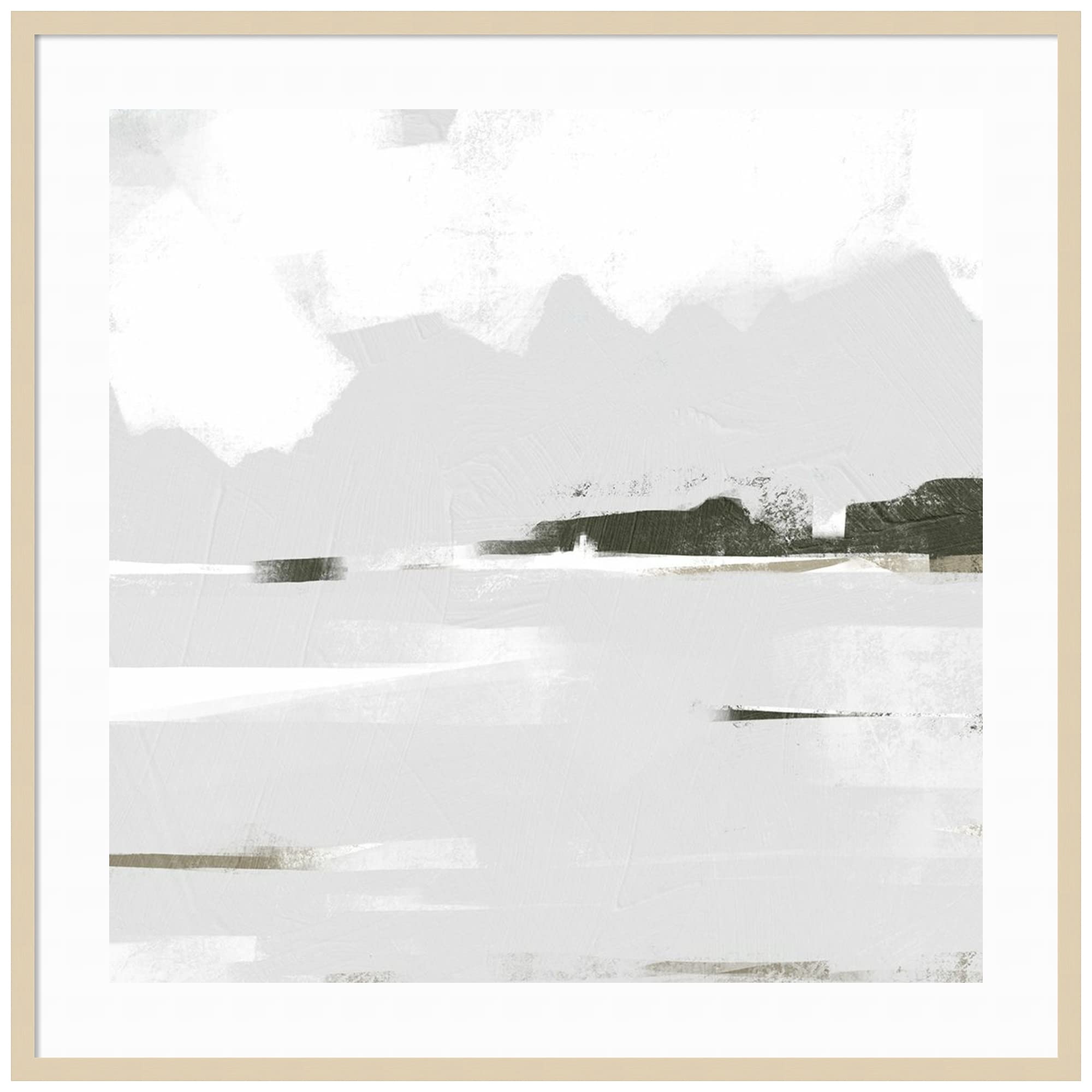 Emma Scarvey Coastal Haze I Wood Framed Wall Art Print - 41x41 Inch Oversized Natural Frame, Beach House Decor for Living Room, Bedroom & Office