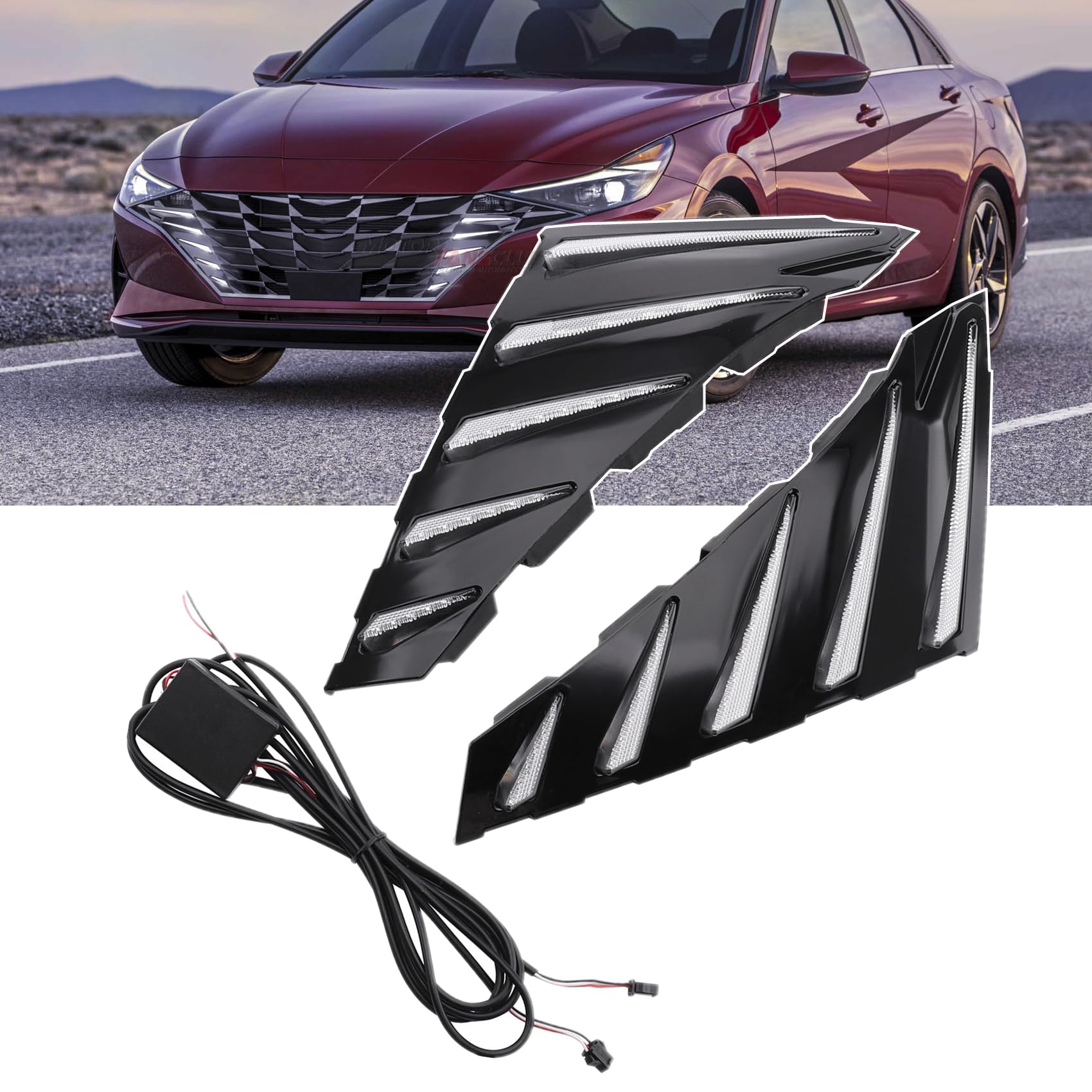 MotorFansClub 3 Colors LED Daytime Running Lights for Hyundai Elantra 2021-2023 - DRL & Turn Signal Compatible with 1.5L Engine - Enhance Visibility & Style for Day & Night Driving