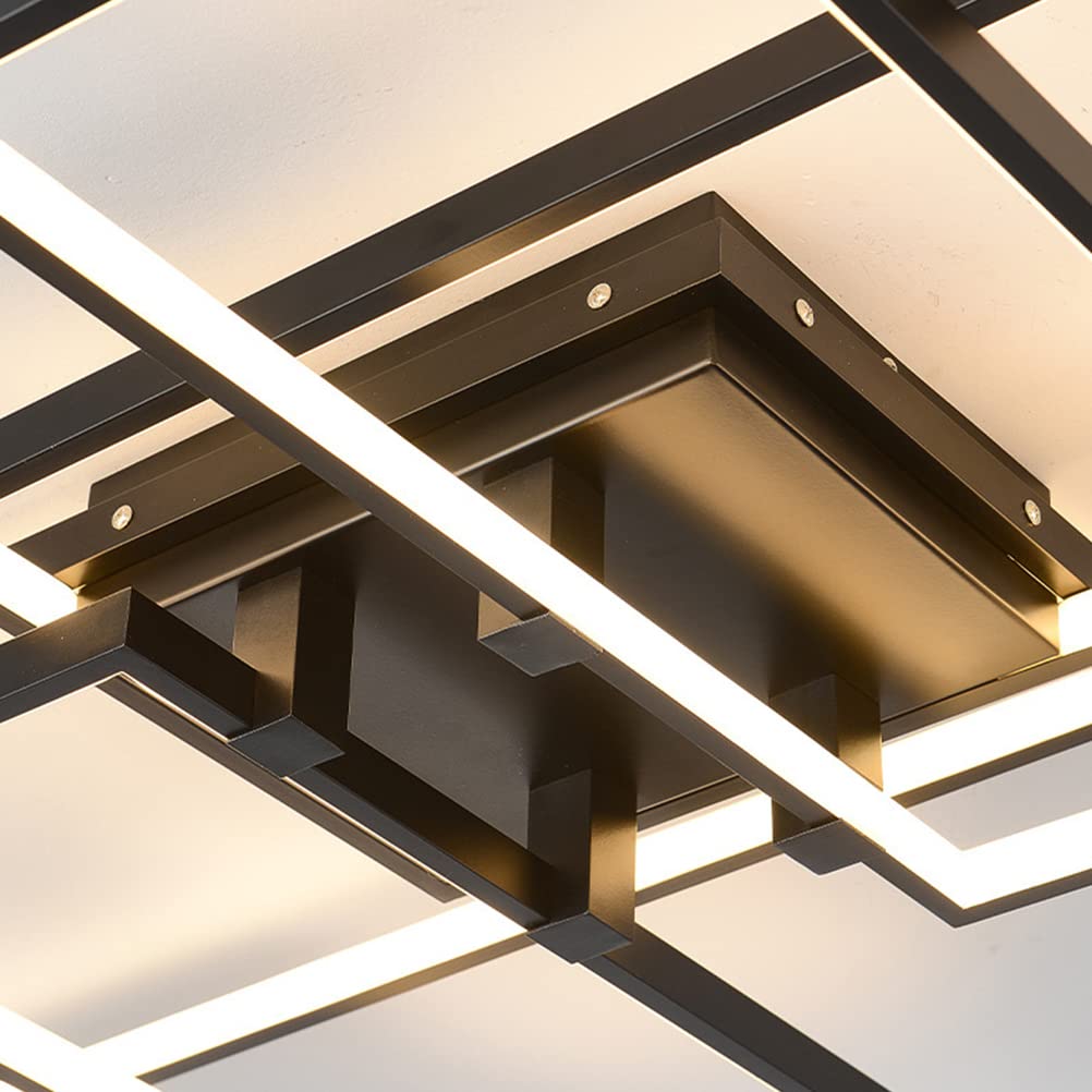 Dimmable LED Ceiling Light with Remote Control - Modern Square Acrylic Shade Hanging Lamp for Living Room, Bedroom, Kitchen & Dining Room Decor (31.5 Inch, Black) | Perfect for Ambient Lighting in Homes, Restaurants and Office Spaces
