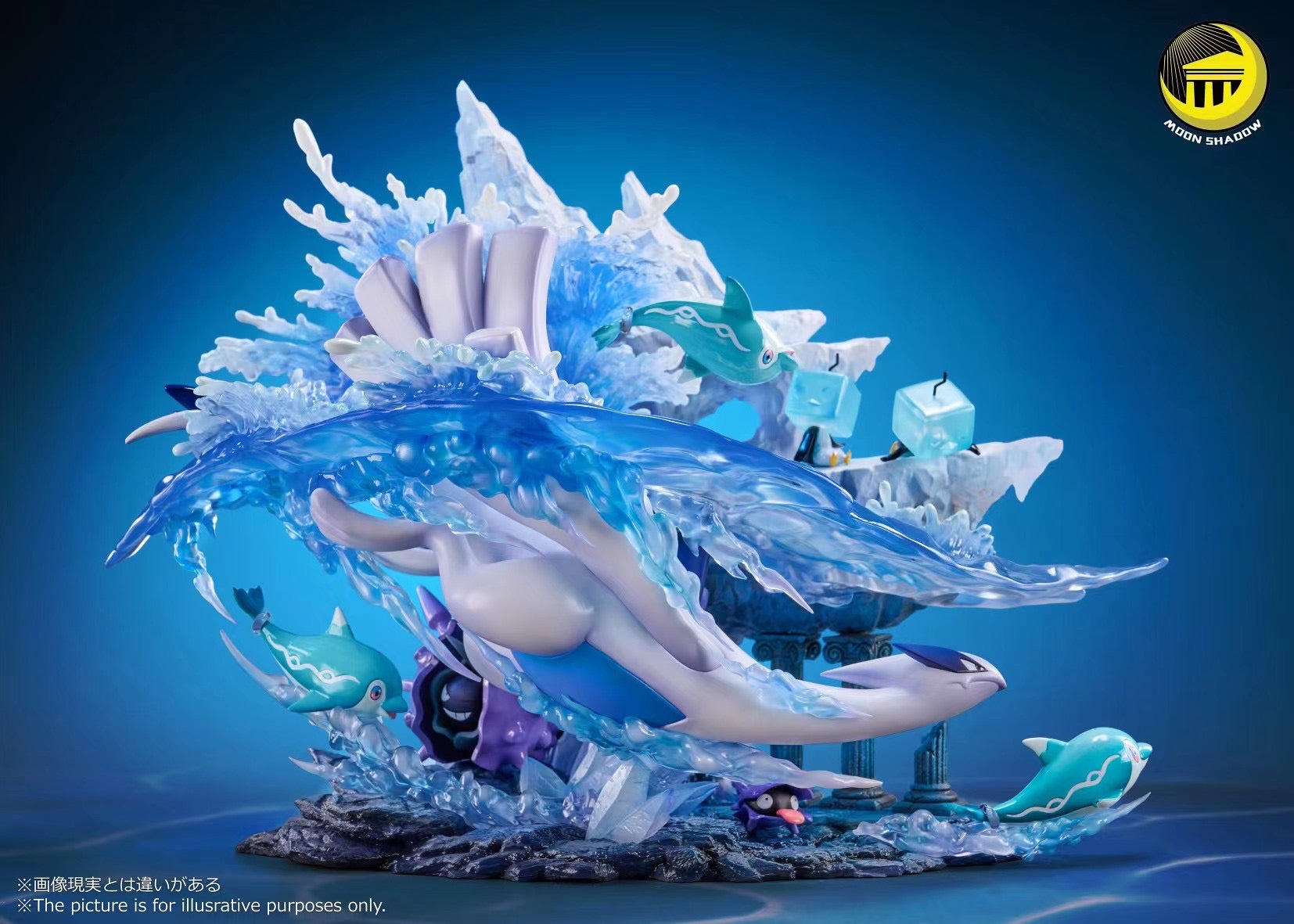 Moon Shadow Studio Sea God Lugia Nature Series Ocean Scene Figurine - Collectible Pokemon Statue for Home Decor, Gaming Room, and Anime Fans