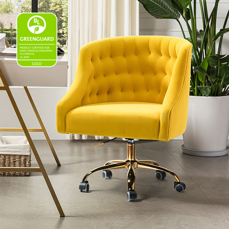 Penelope Velvet Tufted Office Chair - Ergonomic Executive Desk Chair with Lumbar Support - Perfect for Home Office, Gaming & Workspace Comfort