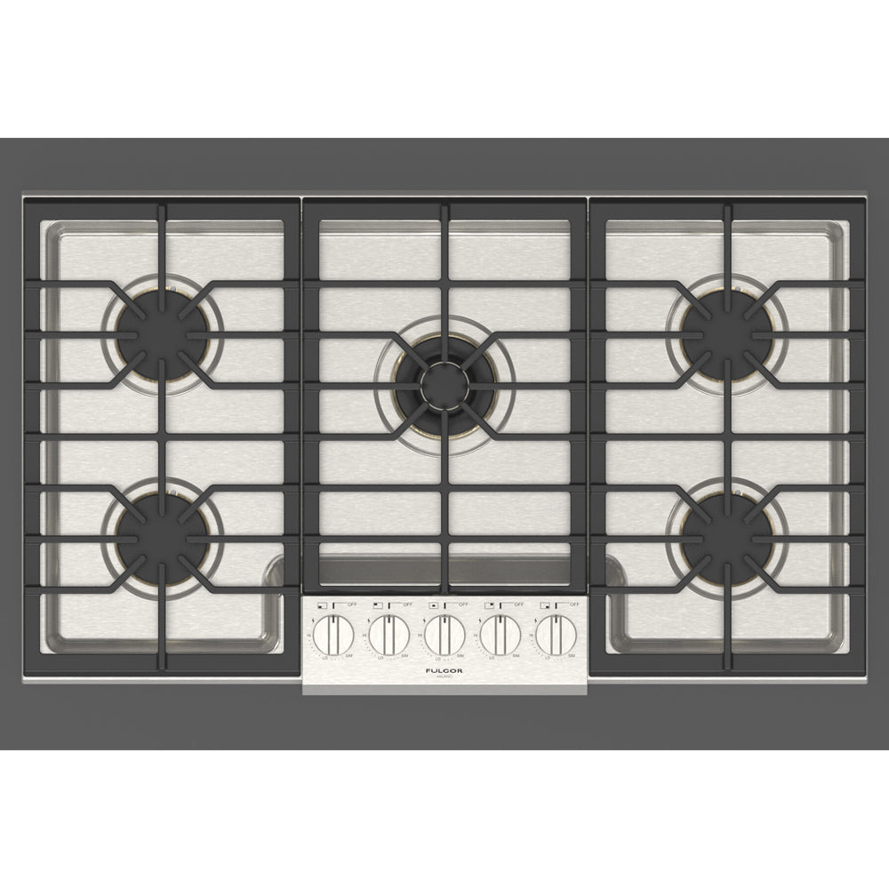 Fulgor Milano 36 Inch 600 Series 5-Burner Gas Cooktop in Stainless Steel (F6PGK365S1) - Perfect for Modern Kitchens & Professional Cooking