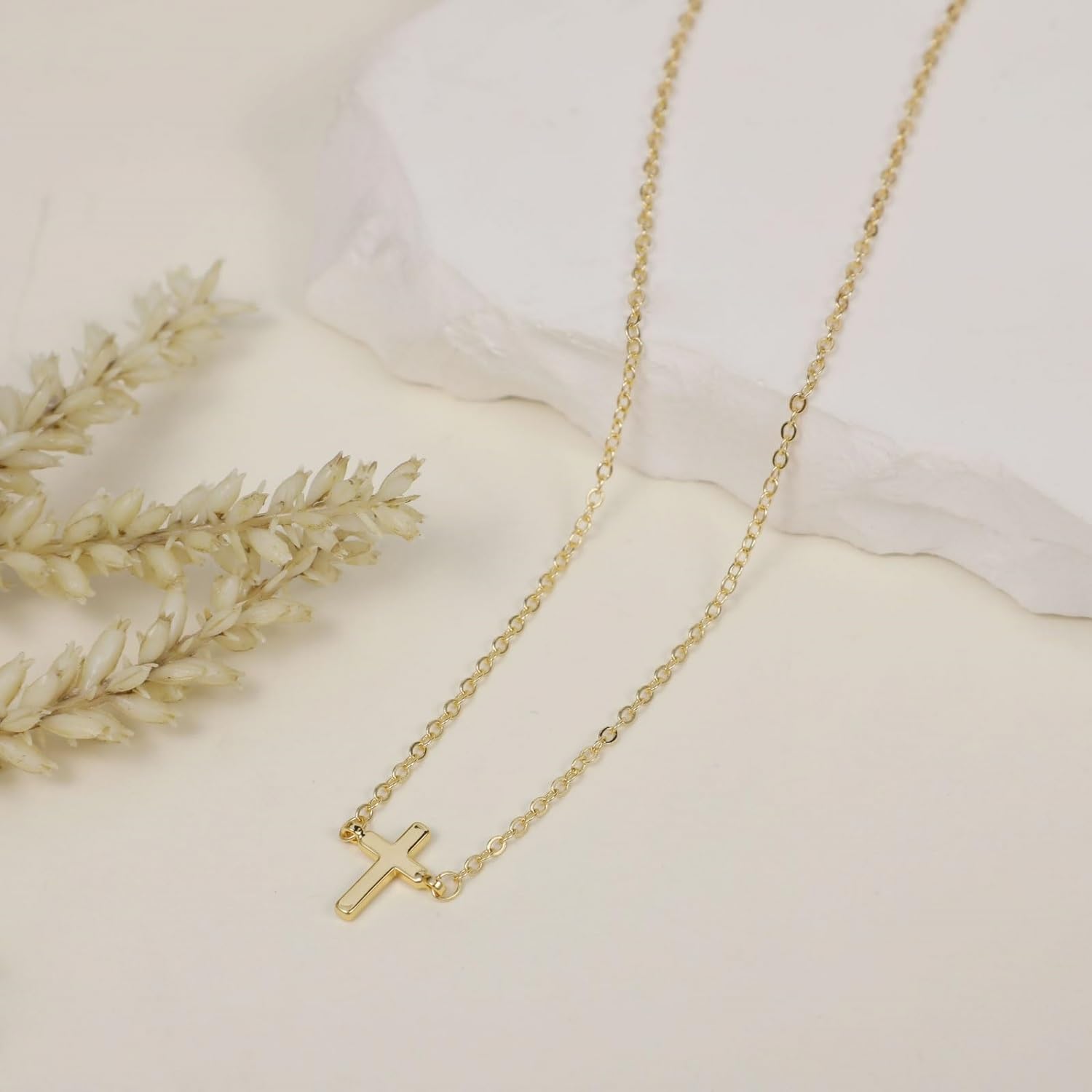 Tasiso 14K Gold Plated Small Cross Pendant Necklace for Women - Dainty Choker, Tiny Gold Cross Necklace, Simple & Cute Aesthetic Jewelry for Women & Girls | Perfect for Everyday Wear, Gifts & Special Occasions