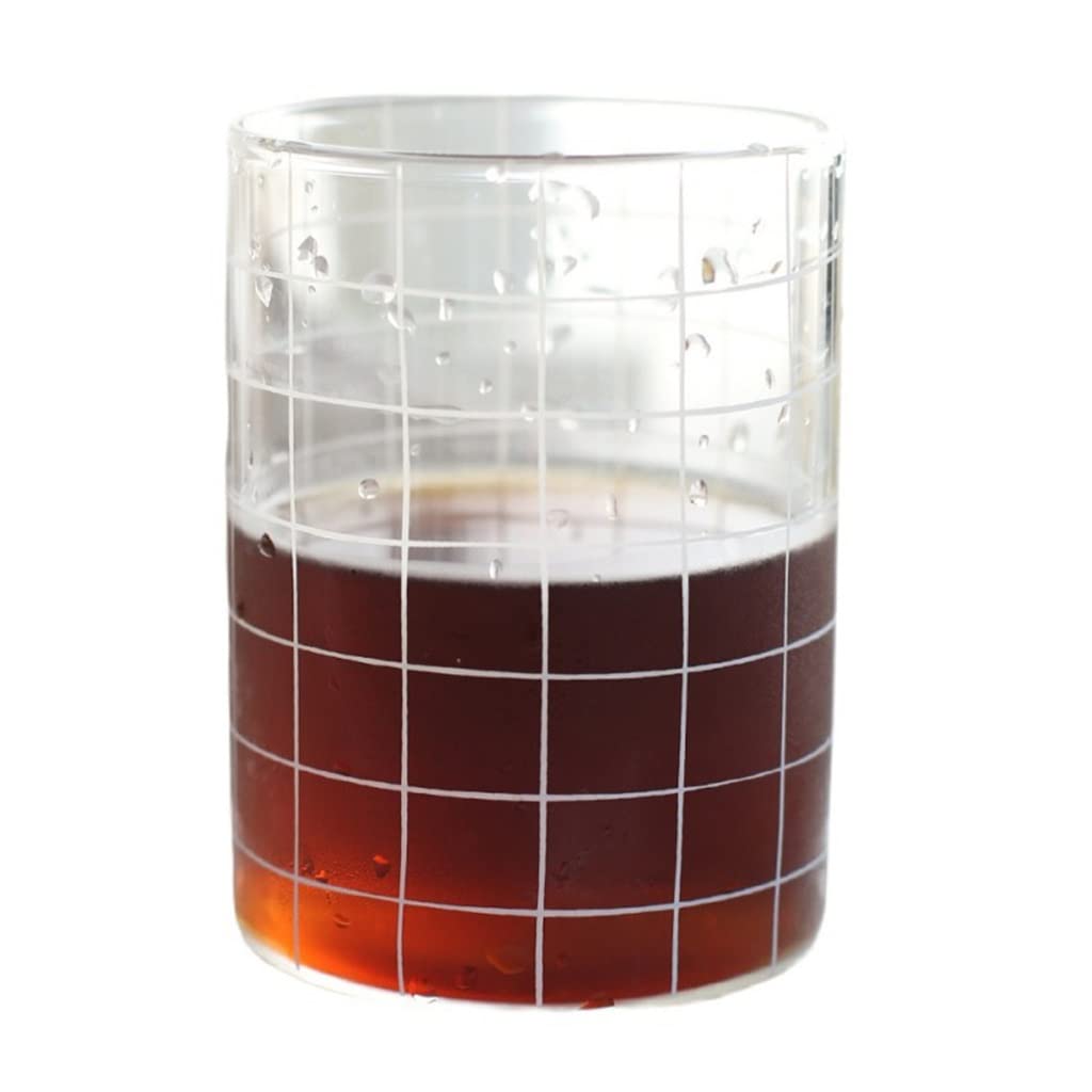 SEIJY Hand-Painted Lattice Glass Cup - 350ml Can-Shaped Drinking Glass for Water & Wine - Elegant Home Barware, Perfect for Parties, Gifts, and Daily Use (Color: B)