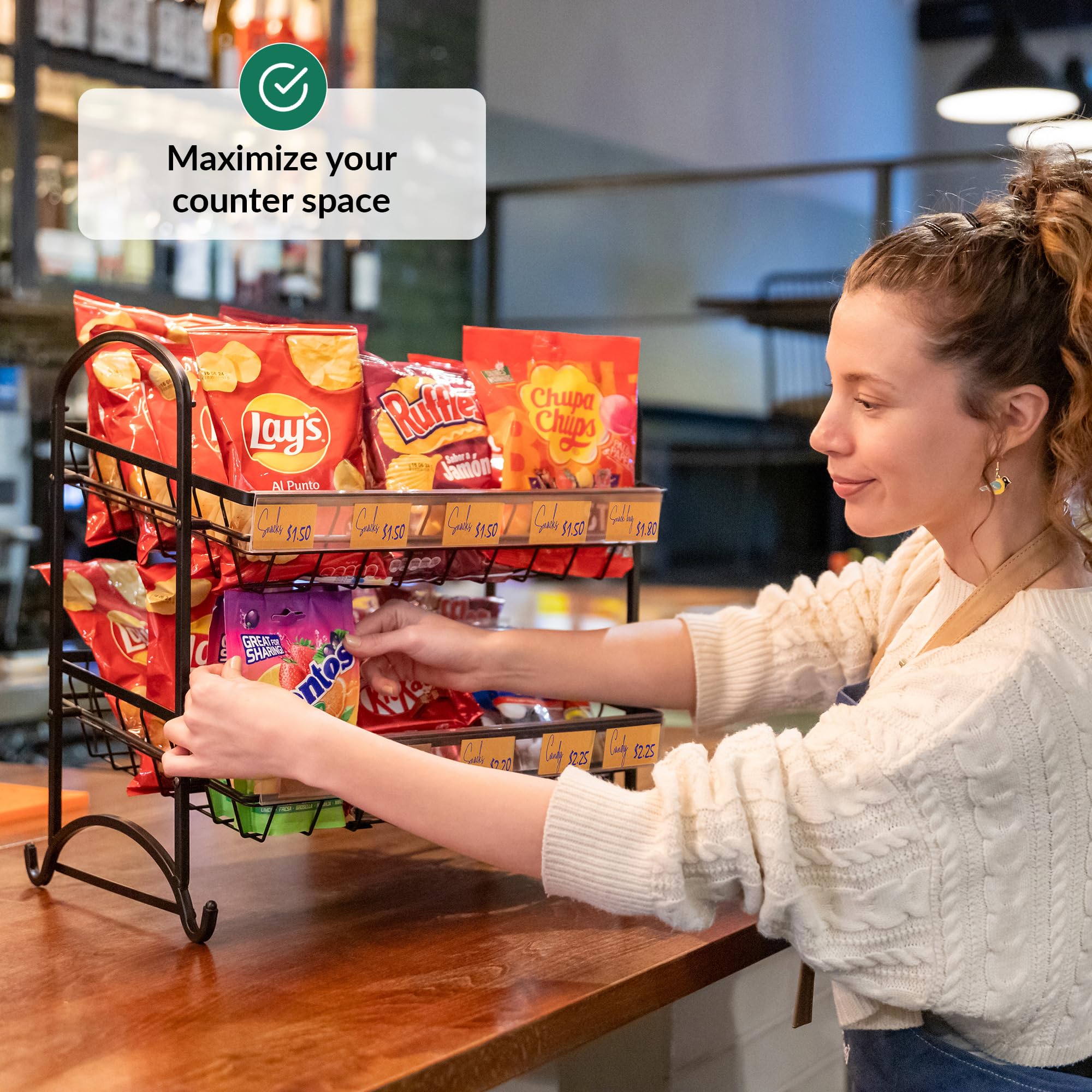 Stackable Candy Display Rack - Countertop Snack Organizer for Retail Stores, Bakeries & Home Kitchens - Durable 1-Pack Candy Holder for Gumballs, Chocolates & Treats