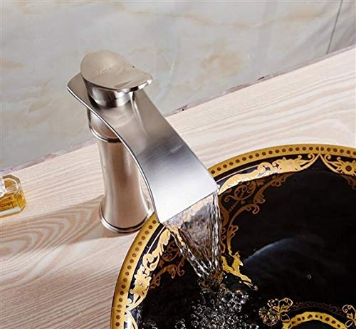 Valladolid Waterfall Bathroom Sink Faucet with Drain - Modern Bathroom Vanity Faucet for Contemporary Home Decor | Perfect for Spa, Luxury Bathrooms & Powder Rooms