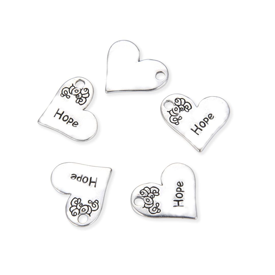 Adabele Heart Charm Pendant - Antique Silver Jewelry for Necklace, Bracelet, Anklet & Earrings Making - Symbolizing Love, Hope, Faith & Kindness - Perfect for DIY Jewelry, Gifts & Spiritual Wear