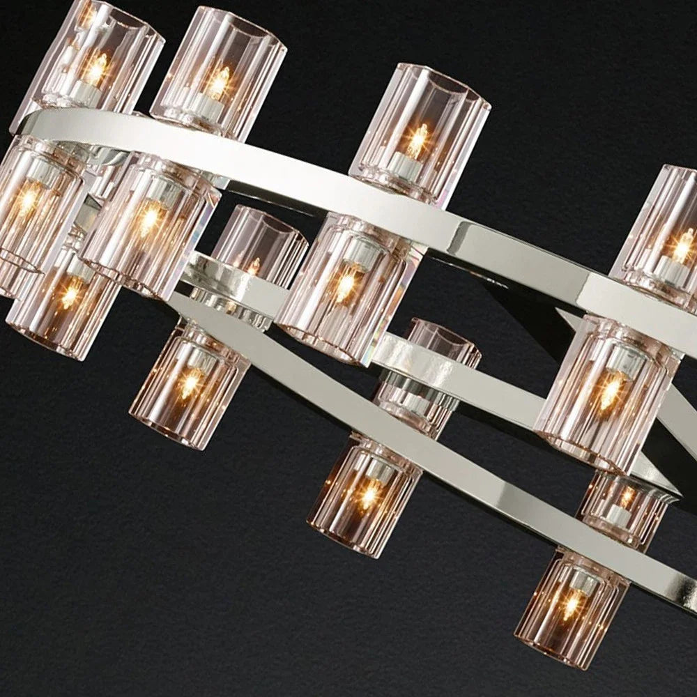 Elegant Crystal Glass Circular Pendant Light - Modern Ceiling Lighting Fixture for Dining Room, Bedroom, and Living Room Decor