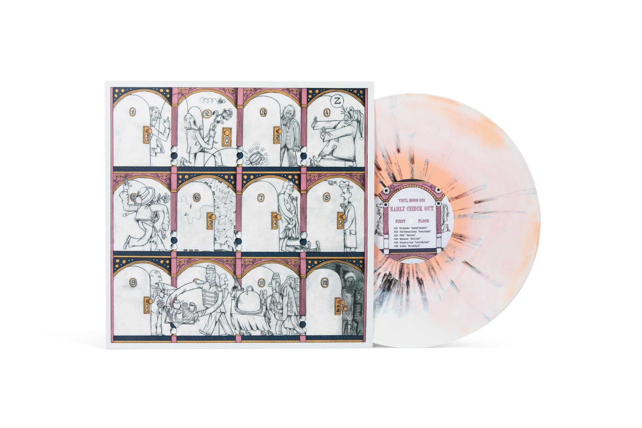 VIP // Cloudy Peach Swirl with Black Splatter Vinyl