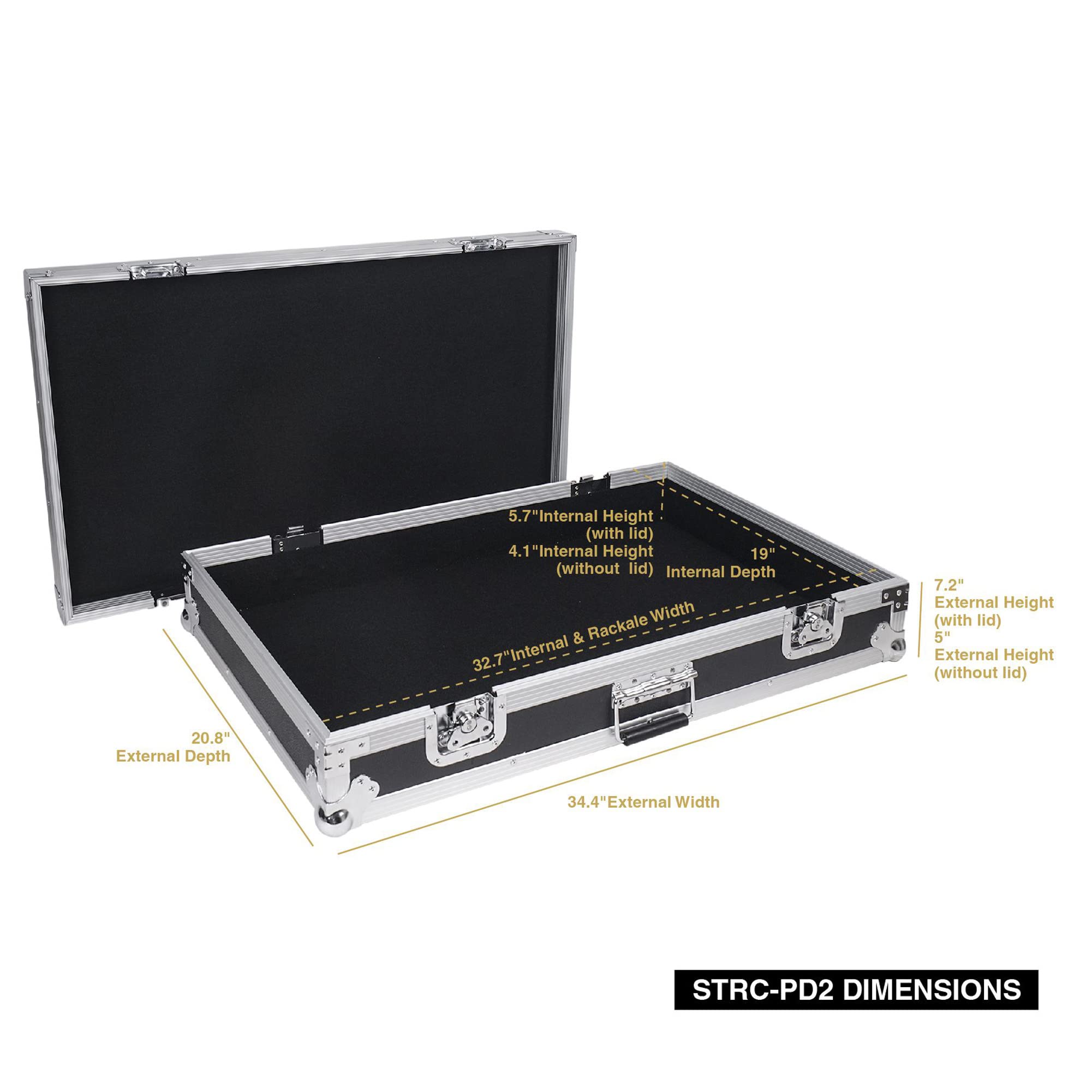 Heavy-Duty Plywood Guitar Pedal Board ATA Road Case - 32.7”x19” Interior with Pedal Mounting Tape Fastener (STRC-PD2) | Perfect for Touring Musicians & Professional Guitarists