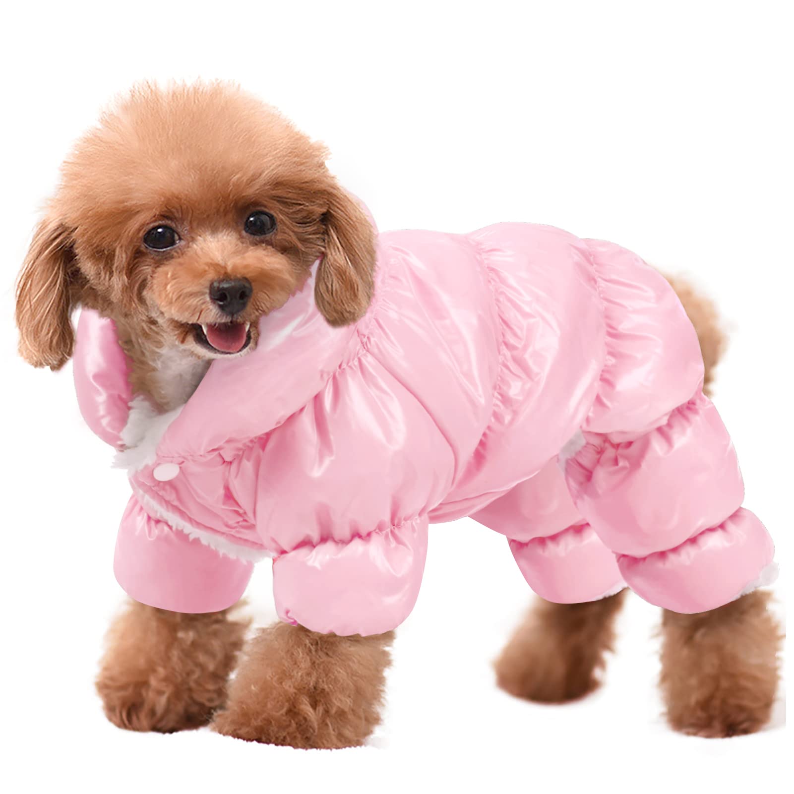 AOFITEE Waterproof Winter Dog Coat - Fullbody Snowsuit & Windproof Puffer Jacket with Fleece Lining for Small Dogs | Cold Weather Protection | Perfect for Snowy Walks, Outdoor Adventures & Daily Winter Wear (Pink, XL)