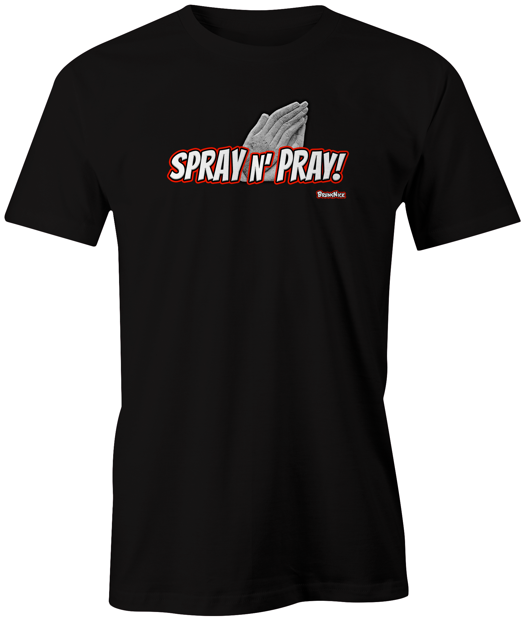 Spray N Pray Brunsnick Bowling T-Shirt - Funny Bowling Lover Gift for Men & Women - Perfect for Bowling Parties & YouTube Content Creation