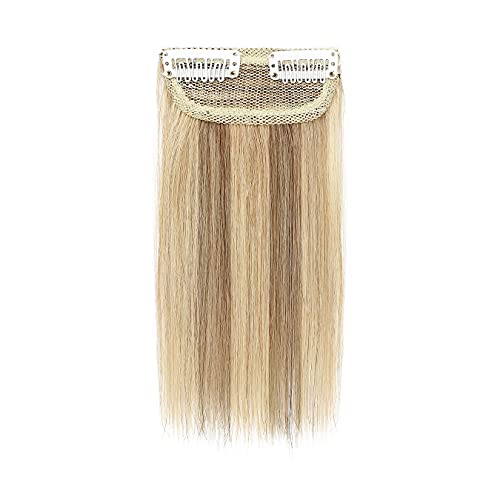 Clip In Mini Human Hair Extensions - Short Straight Invisible Seamless Hairpieces for Thinning Hair (6