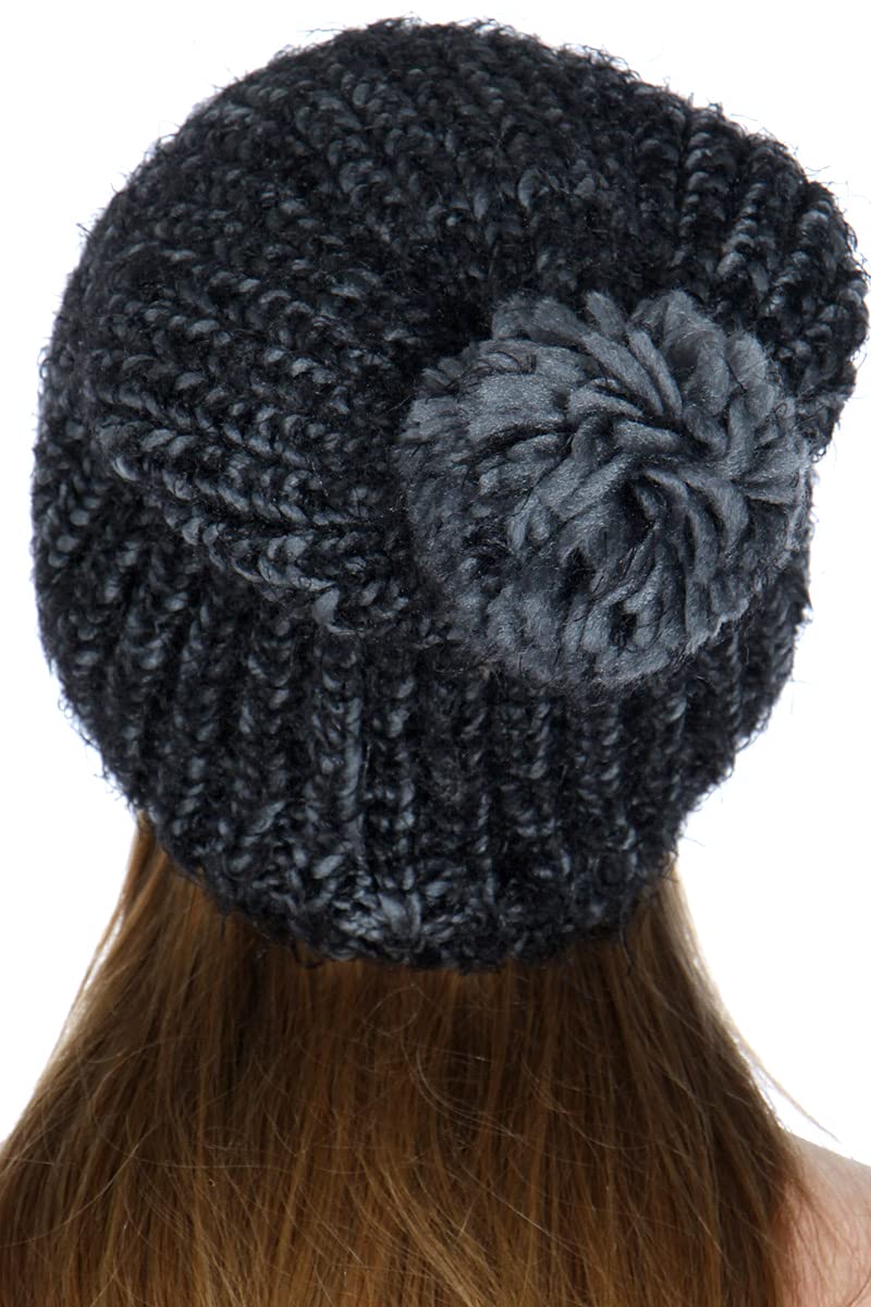 SERENITA Knit Pom Pom Beanie Winter Hat - Soft Warm Cable Knit Skull Cap for Women & Men - Stretchable Patterned Beanie for Cold Weather, Outdoor Activities & Fashion Accessories