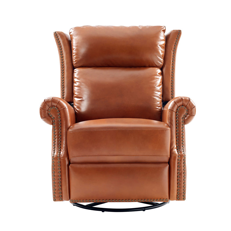 Martina Genuine Leather Manual Swivel Glider Recliner Chair - Comfortable Living Room Seating for Relaxing, Reading & Nursing