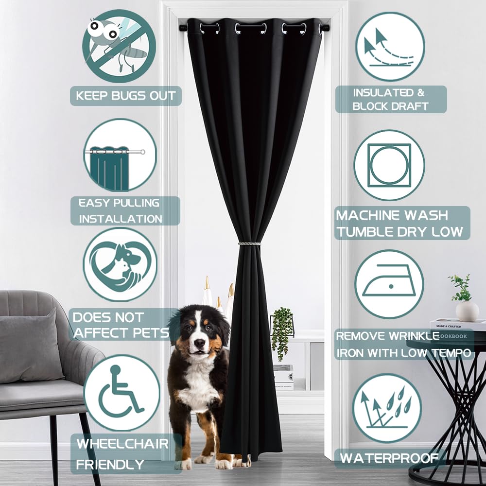 XTMYI 80 Inch Blackout Door Curtain for Privacy - Room Divider, Temporary Insulated Curtain for Bedroom, Closet Door Cover - Perfect for Home, Office & Dorm Room Privacy Solutions