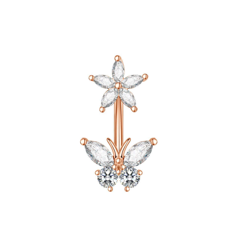 Vibrant Enamel Butterfly Belly Button Rings | WH2797 - Stylish Body Jewelry for Summer Outfits & Beach Parties