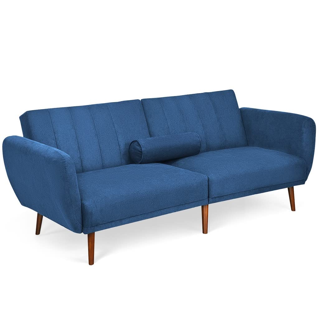 Convertible Futon Sofa Bed with Wood Legs - Adjustable Couch Sleeper for Living Room, Guest Room & Small Spaces - Elegant Modern Design (Color: Beige) - Perfect for Apartments, Dorms & Home Offices