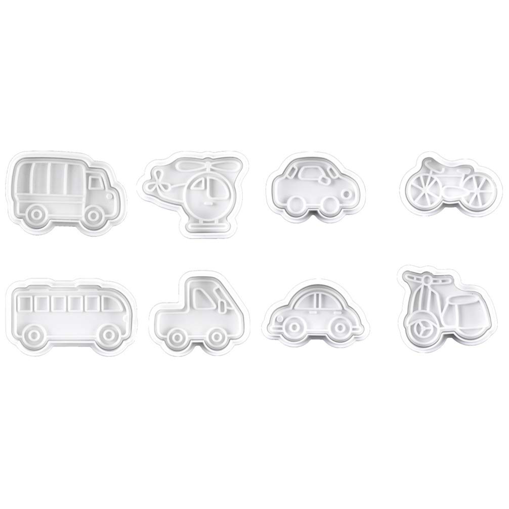 8-Piece Traffic Themed Christmas Cookie Cutter Set - Car-Shaped Pastry, Fondant, and Soap Molds with Embossing Stamp for Holiday Baking & DIY Crafts | Perfect for Christmas Decor, Cookie Making, and Handmade Soap Gifts