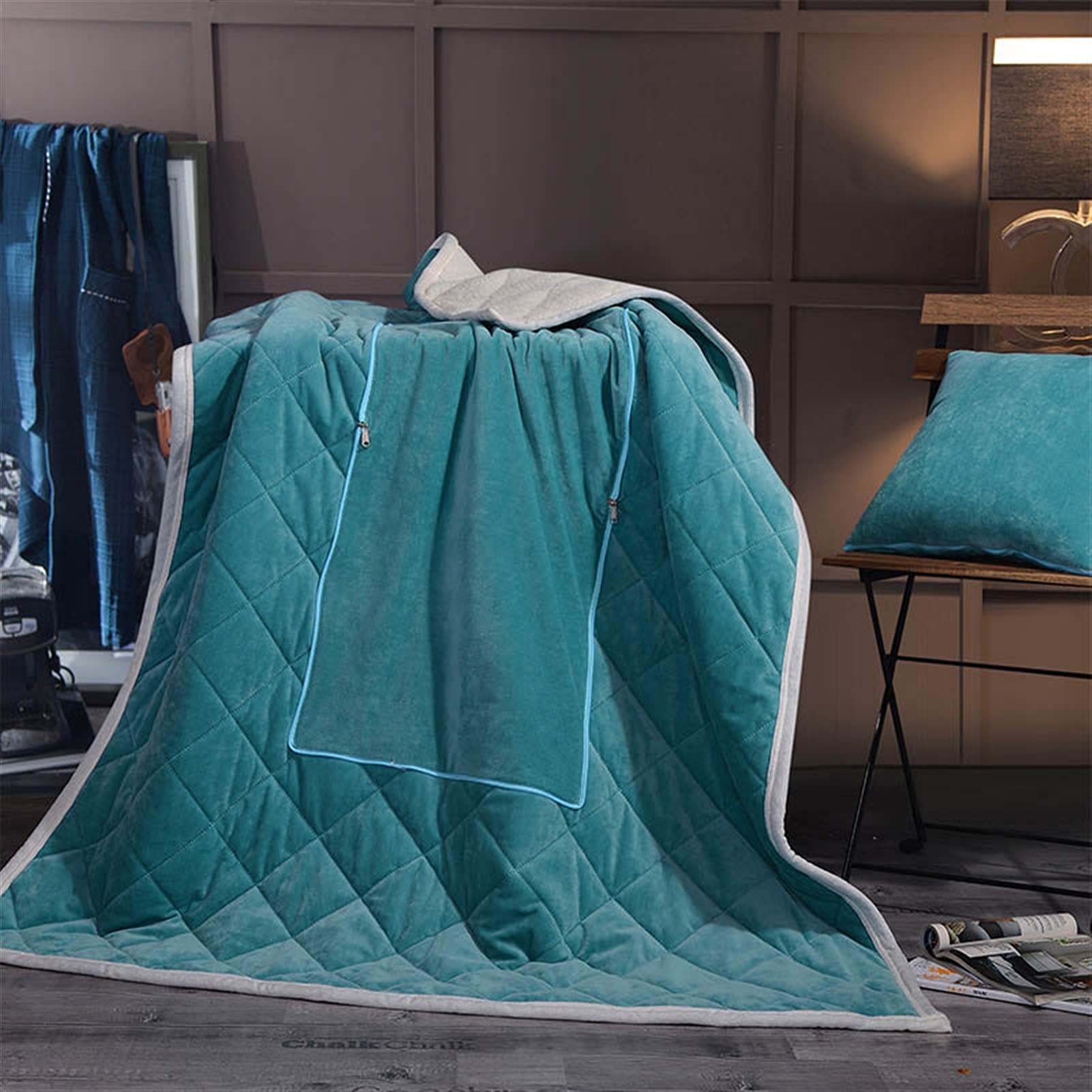 2-in-1 Portable Travel Blanket & Pillow - Foldable Nap Cushion for Outdoor, Camping, Office, Car & Home - Soft Brown Quilted Sofa Bedding (125x160cm) - Perfect for Picnics, Road Trips & Cozy Lounging