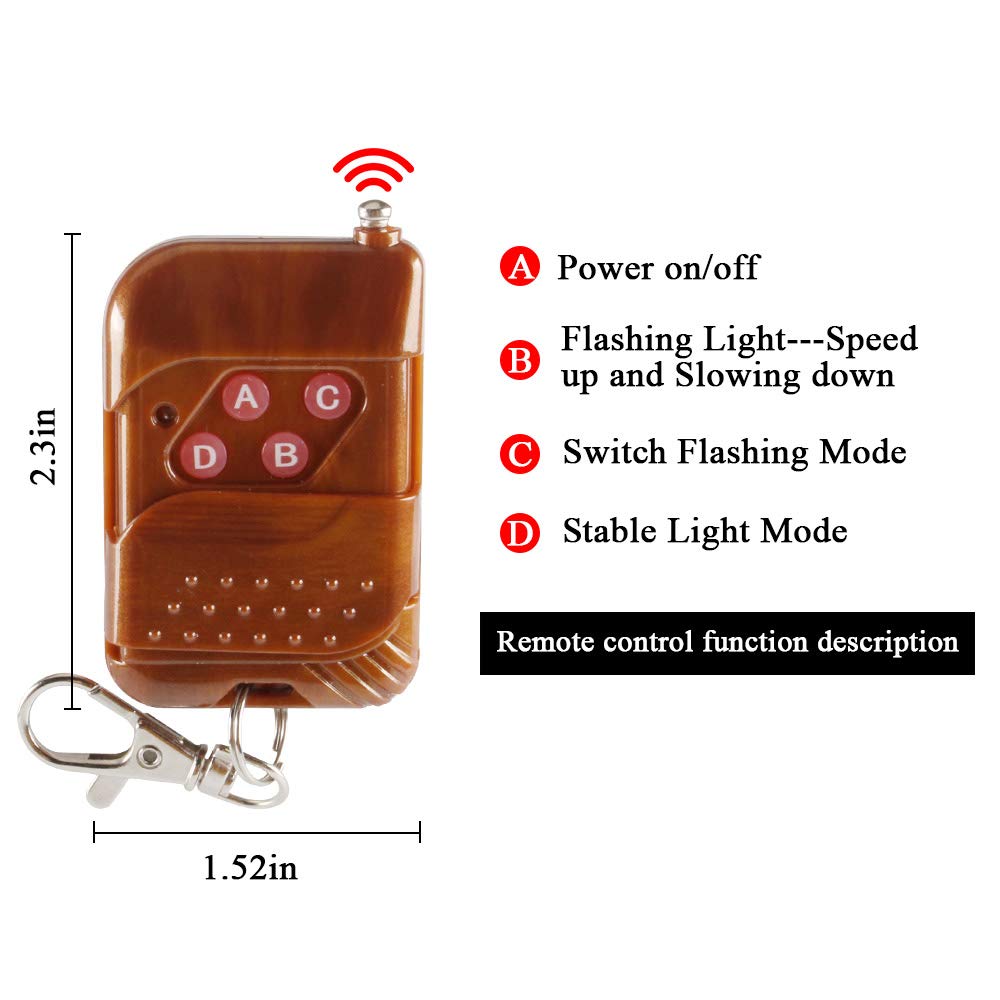 4-in-1 Red & Blue Emergency Strobe Lights for Vehicles - 12V Police Lights with 16 Flashing Patterns & Wireless Remote Control - Ideal for Cars, Trucks, Vans & SUVs (Emergency Warning, Roadside Assistance, Security Patrols)