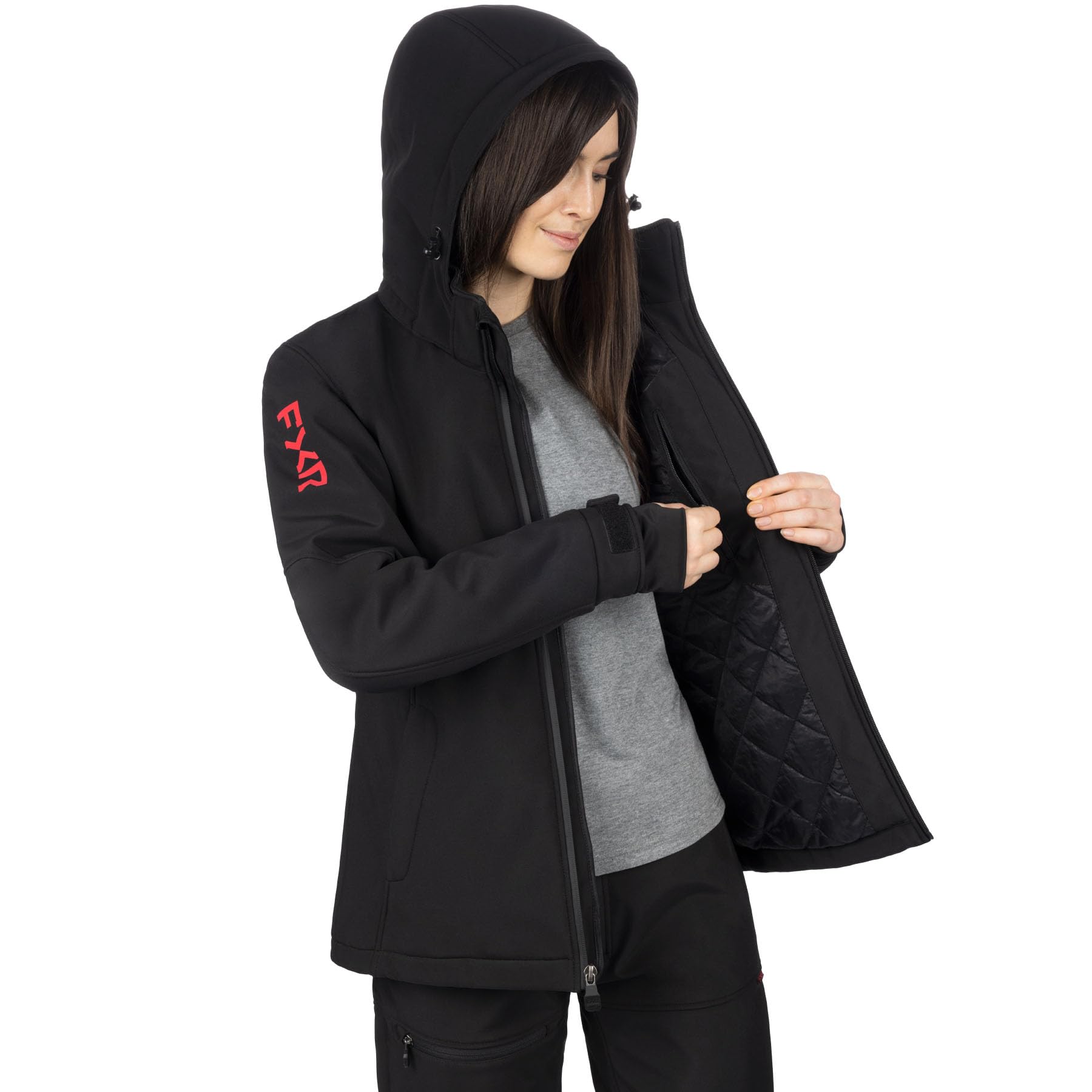 FXR Women's Vertical Pro Insulated Softshell Jacket - Waterproof Windproof Winter Jacket for Skiing, Snowboarding & Outdoor Activities (Black/Razz, X-Small) 2025 Edition