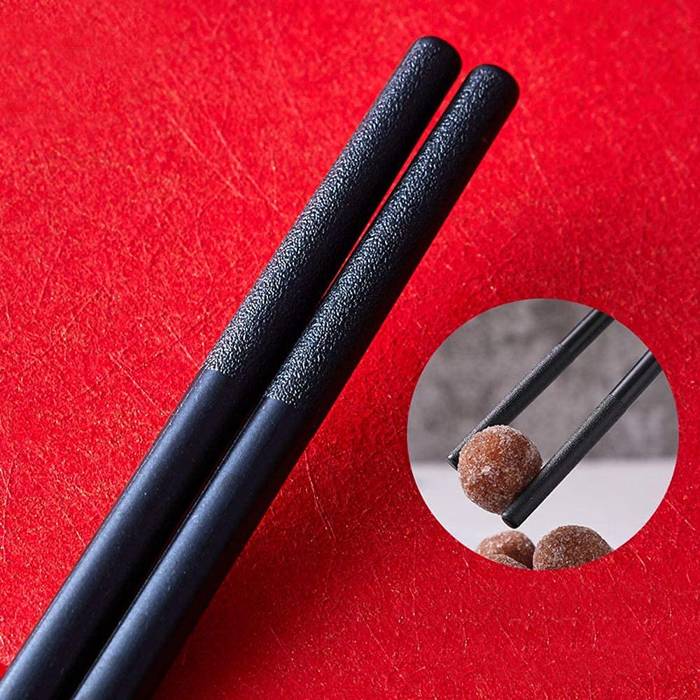 Premium Reusable Metal Chopsticks Set - 10 Pairs Stainless Steel & Alloy Chopsticks with Gift Box (27.2cm) - Durable Fiberglass Cooking Chopsticks for Asian Cuisine, Sushi, Ramen & Home Dining