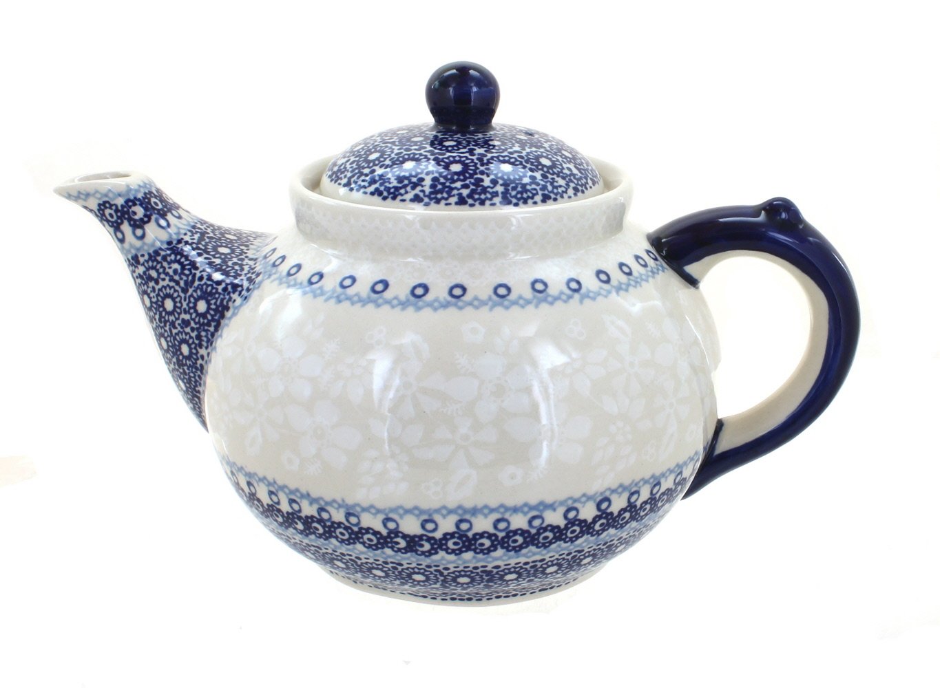 Blue Rose Polish Pottery Victoria Teapot - Handcrafted Ceramic Teapot with Floral Design, Perfect for Afternoon Tea, Gifts & Home Decor