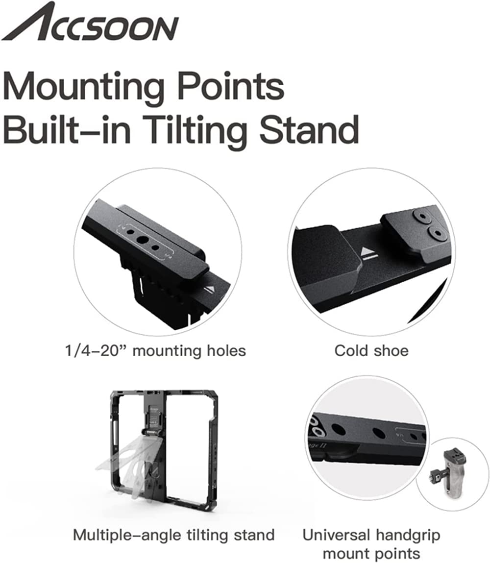 Accsoon CEPC-03 iPad Powercage II Mount - Universal iPad Holder for iPad 5th-10th Gen, Air 3rd-5th Gen & Pro 9.7/10.5/11 inch (1st-4th Gen) - Perfect for Video Shooting, Live Streaming & Photography