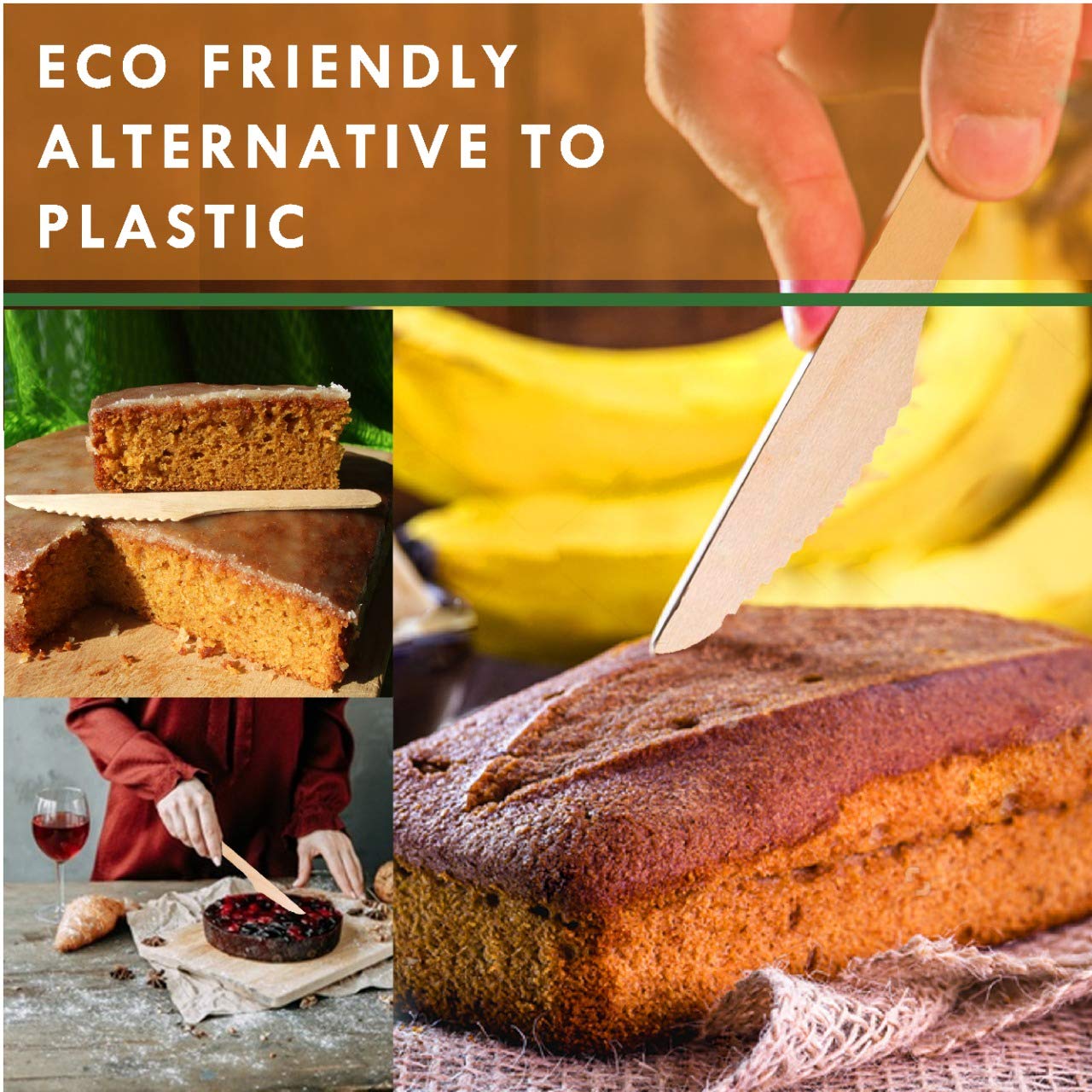 Eco-Friendly Bamboo Disposable Cutlery Set - 300-Pack Compostable Utensils (120 Forks, 120 Spoons, 60 Knives) for Parties, BBQs, Picnics, Camping & Everyday Use - Durable & Biodegradable Tableware