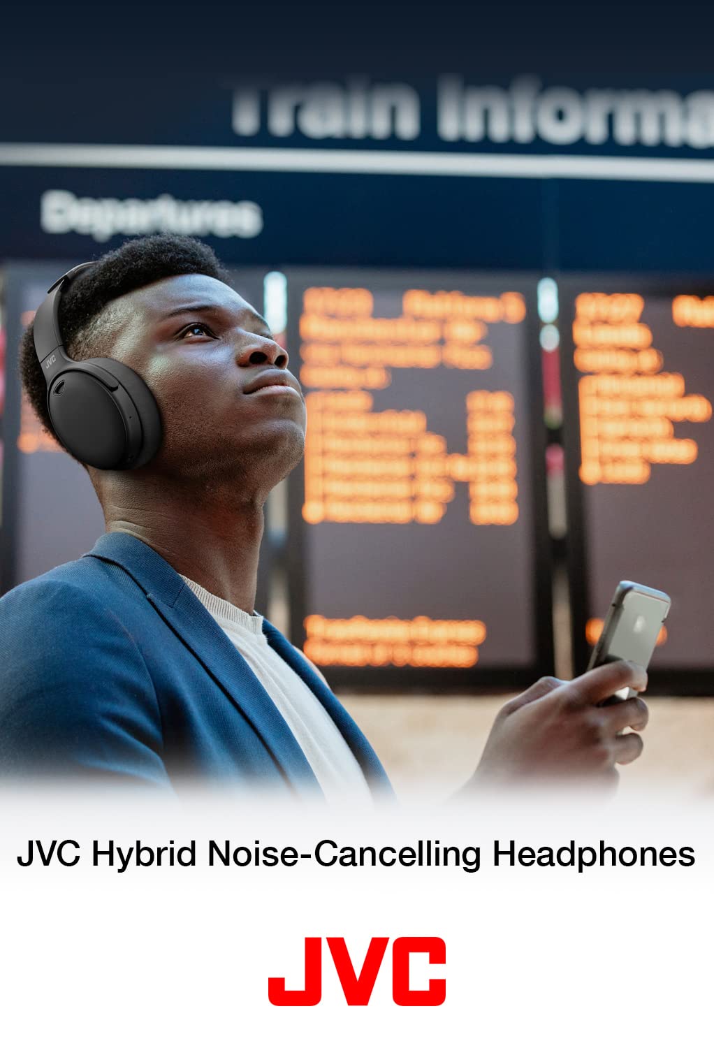 JVC HAS100N Hybrid Noise Cancelling Wireless Headphones - Bluetooth 5.0, 25-Hour Battery Life, Touch Control, Google Assistant | Perfect for Travel, Work & Commuting (Black)