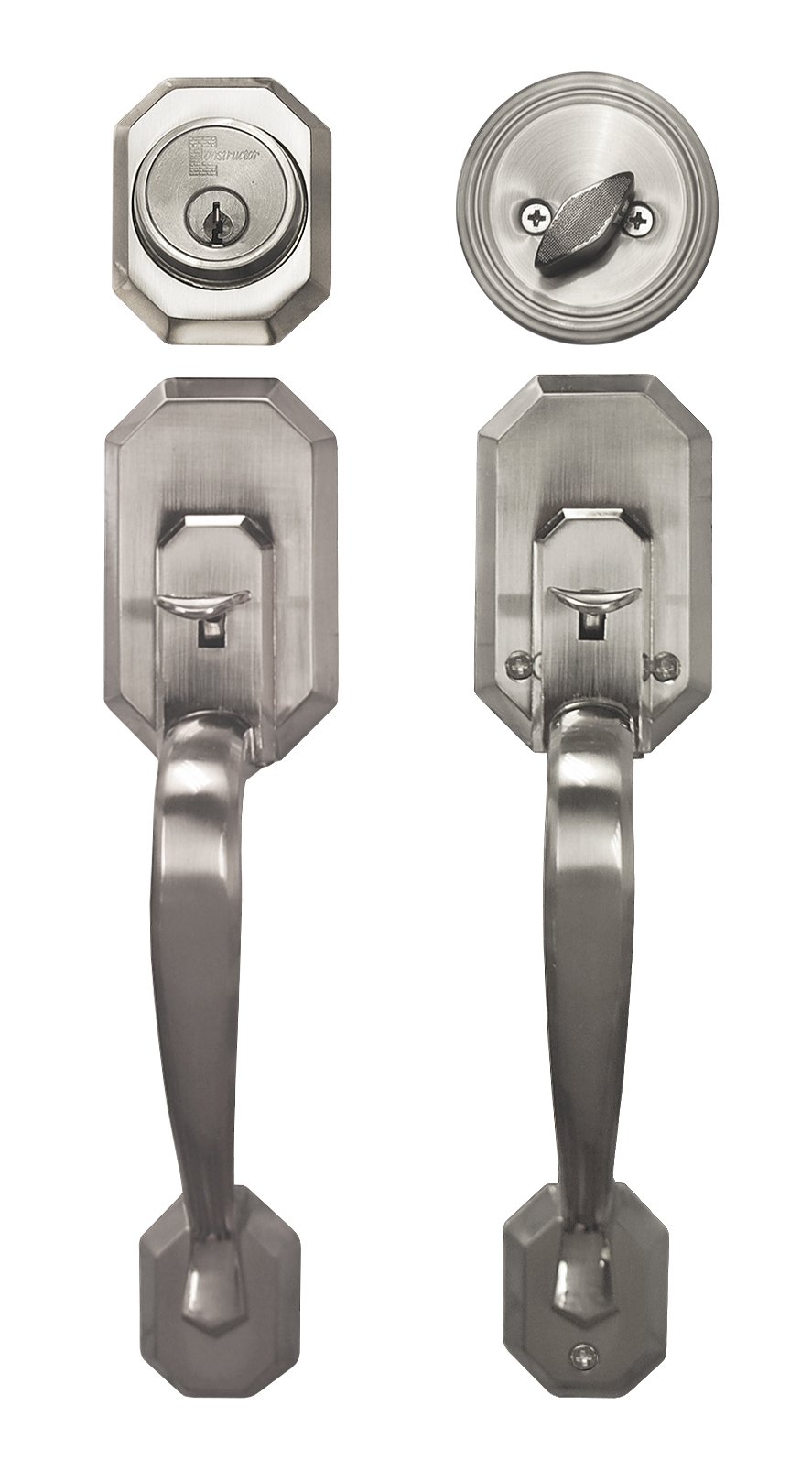 Cerberus Entry Handle Set Door Lock Lever - Satin Nickel Finish - Secure & Stylish Door Hardware for Homes & Offices - Perfect for Front Doors, Bedrooms & Commercial Spaces