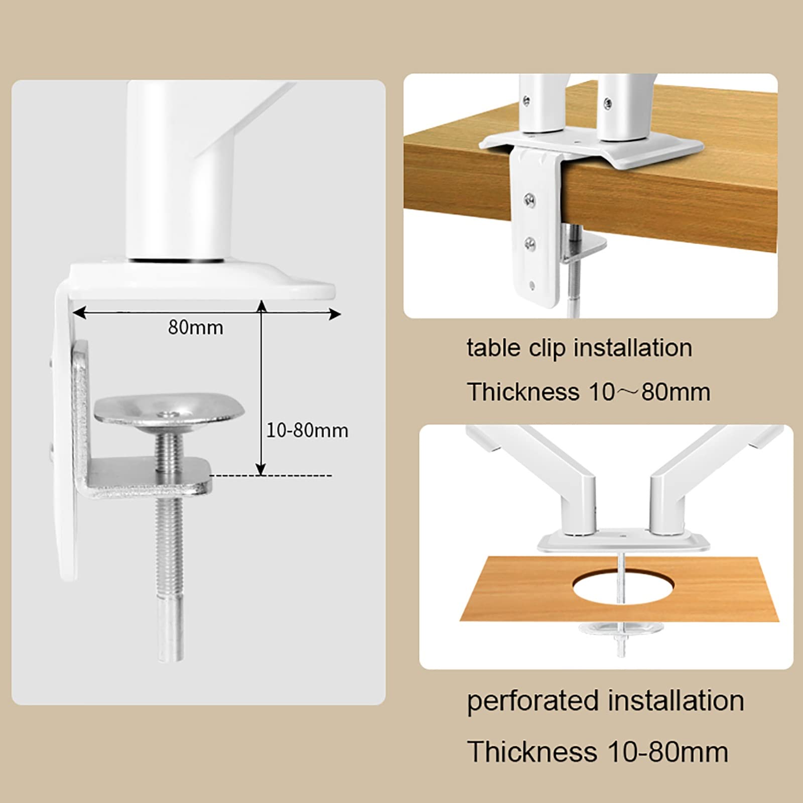 Universal TV Stand & Dual Monitor Mount for 17-30 Inch Screens - Heavy Duty Double Monitor Desk Stand with C Clamp/Grommet Base, Supports 9kg/19.8lbs Per Arm - Perfect for Home Office, Gaming Setup & Workspace Organization