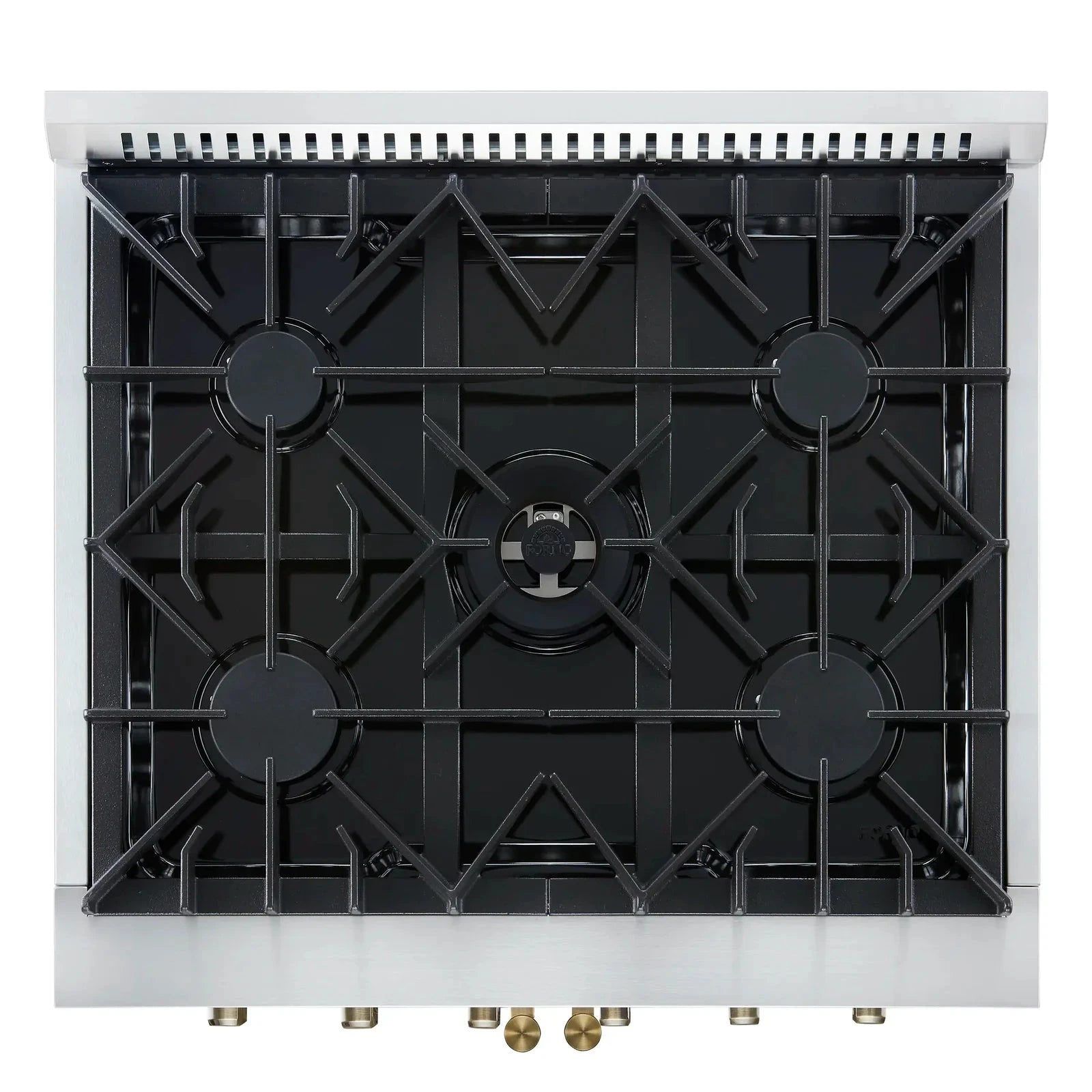 Forno Galiano 30-Inch Freestanding All Gas Range with French Doors - White Finish & Antique Brass Trim (Model FFSGS6444 30WHT) | Perfect for Modern Kitchens, Home Chefs & Gourmet Cooking