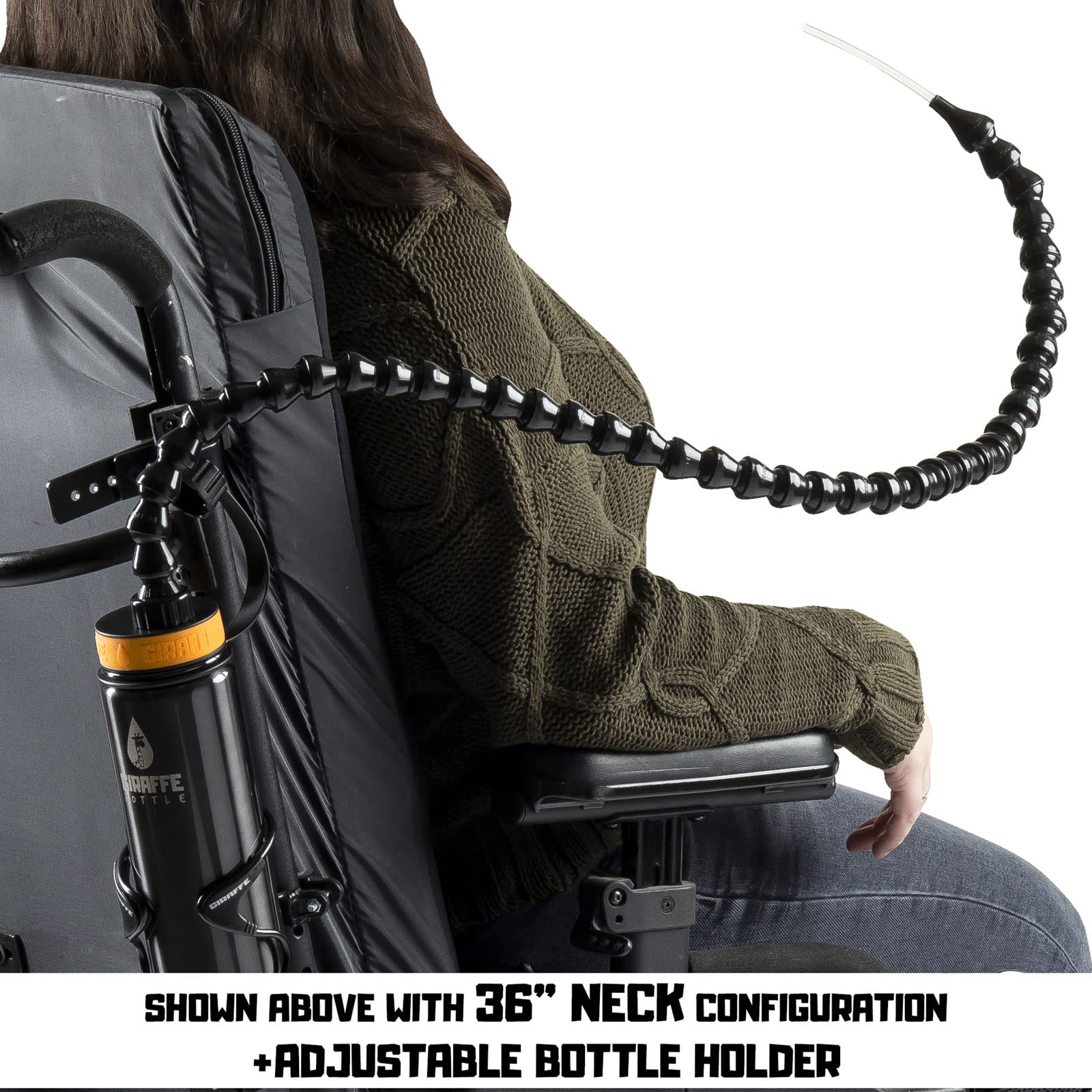 Hands Free Drinking System - Insulated Stainless Steel Water Bottle with 36 Inch (91cm) Flexible Straw for Hiking, Cycling, Running & Outdoor Activities